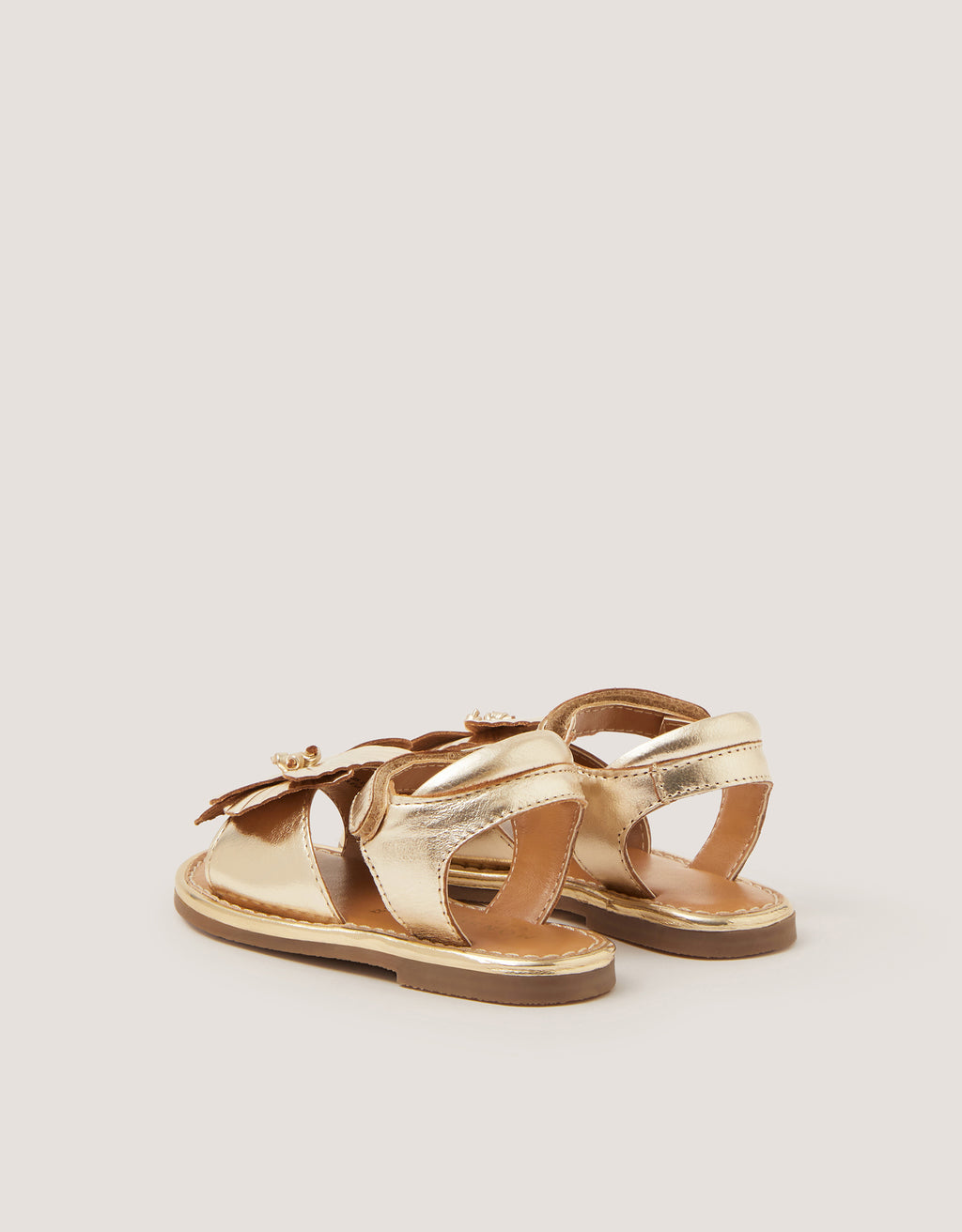 SANDALE - BABY GOLD LTHR FLWR SANDL