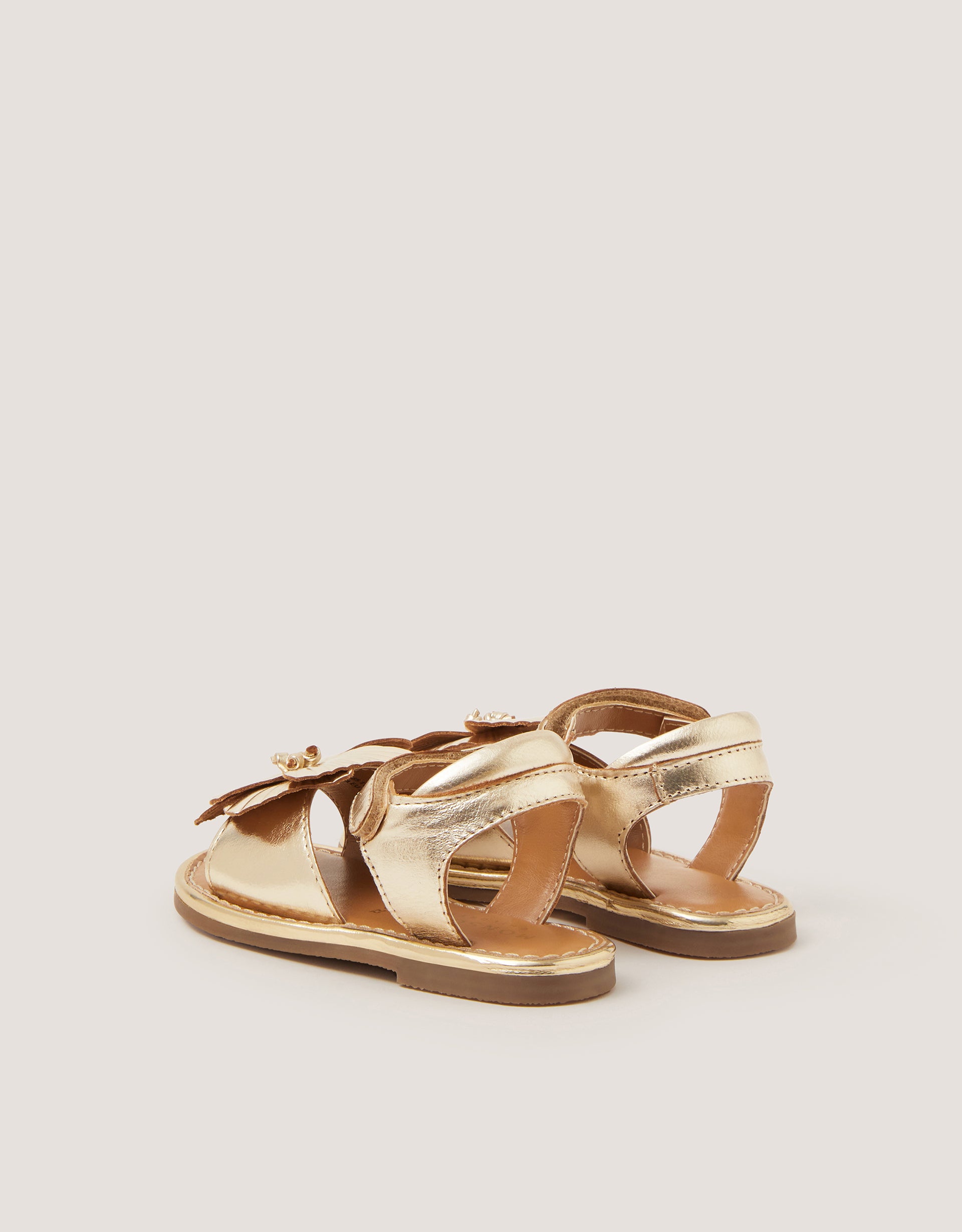 SANDALE - BABY GOLD LTHR FLWR SANDL