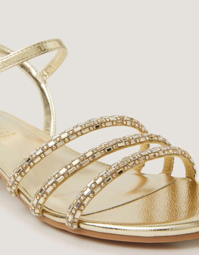 SANDALE - PLE GLD STRAP DAZZLE HEEL