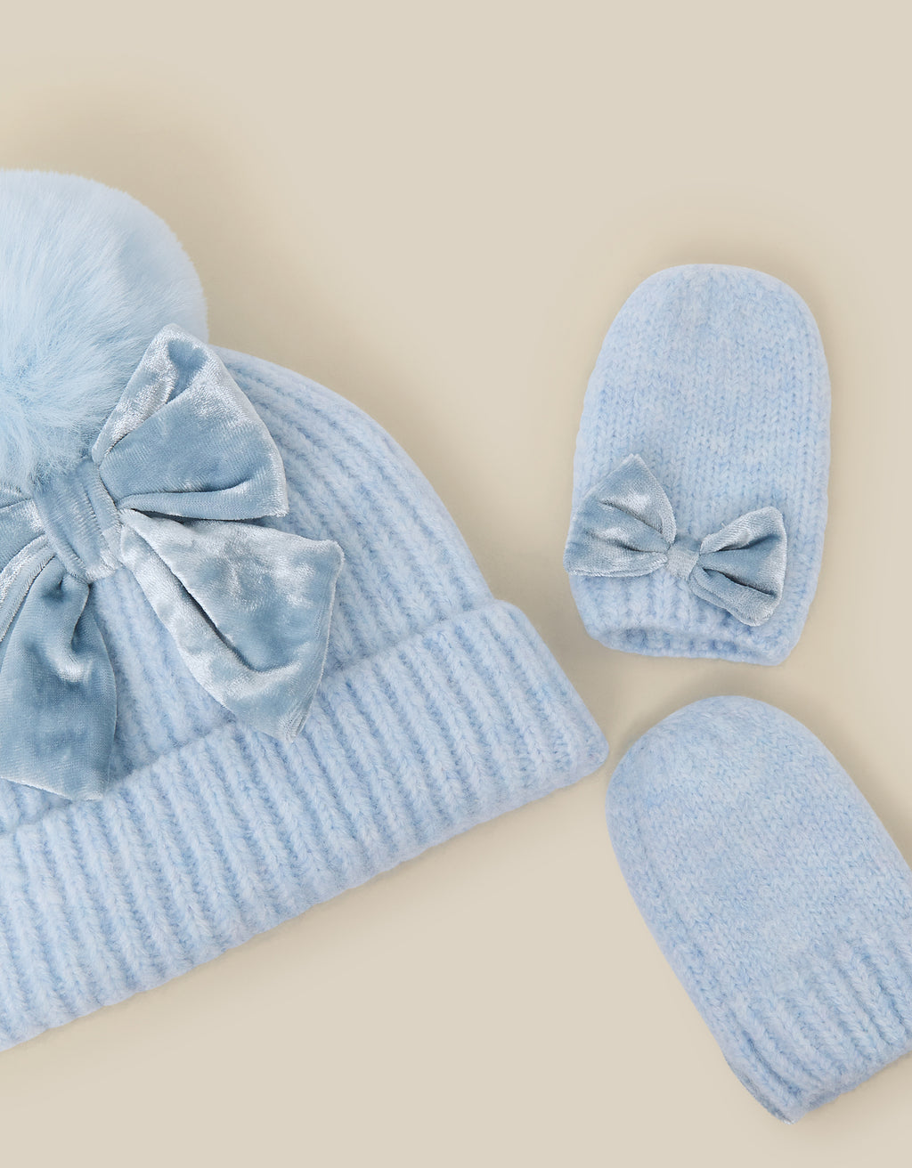 SET KAPA I RUKAVICE - BBY BLUE BOW HAT & GLOVE