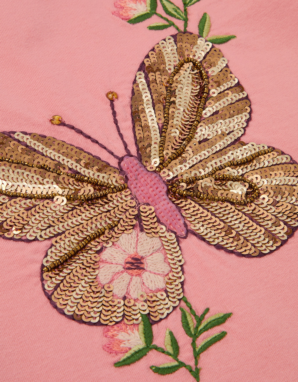 MAJICA - SS PEPLUM BEADED BUTTERFL