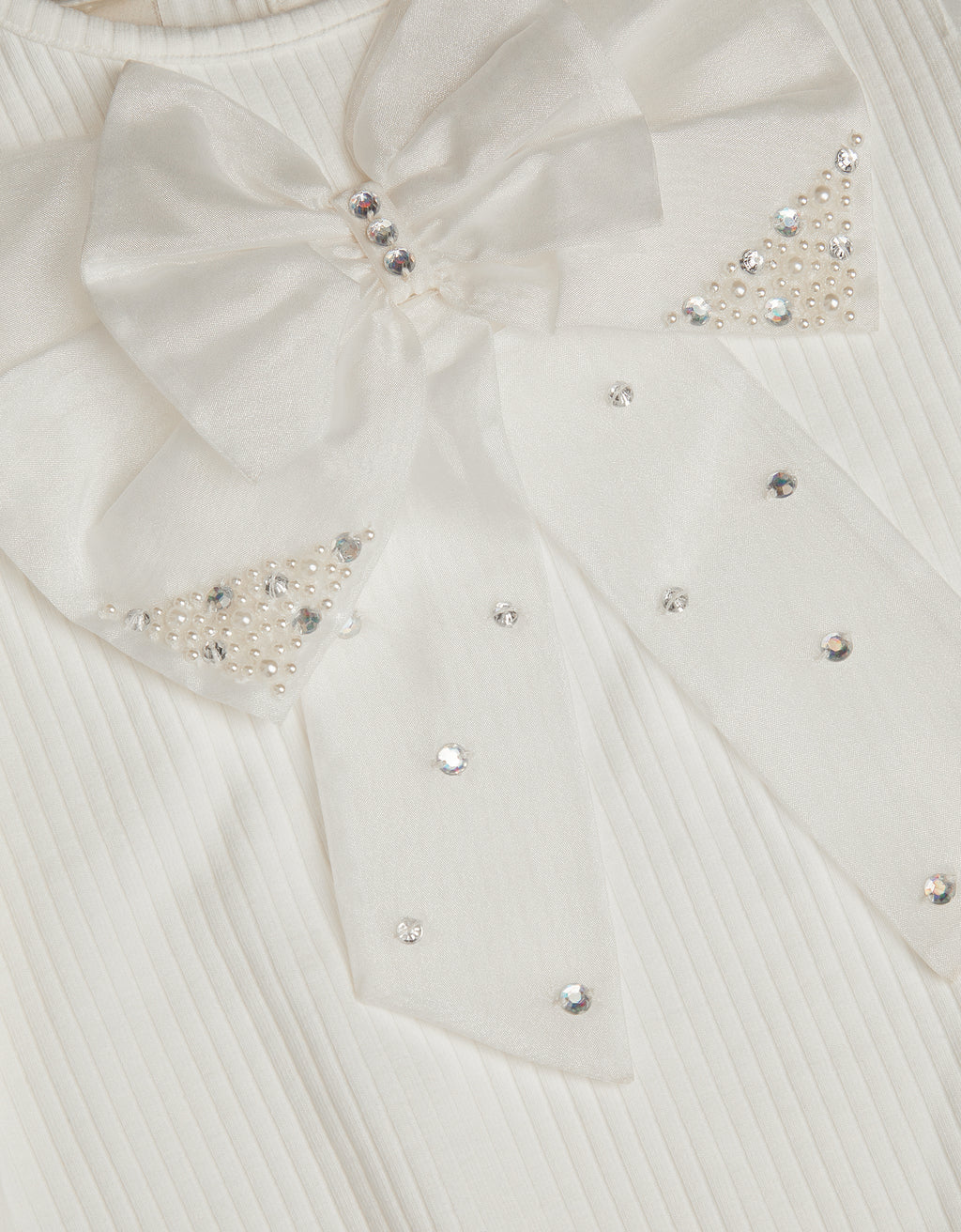 BLUZA - SS PEARL ORGNZA BOW TSHIR
