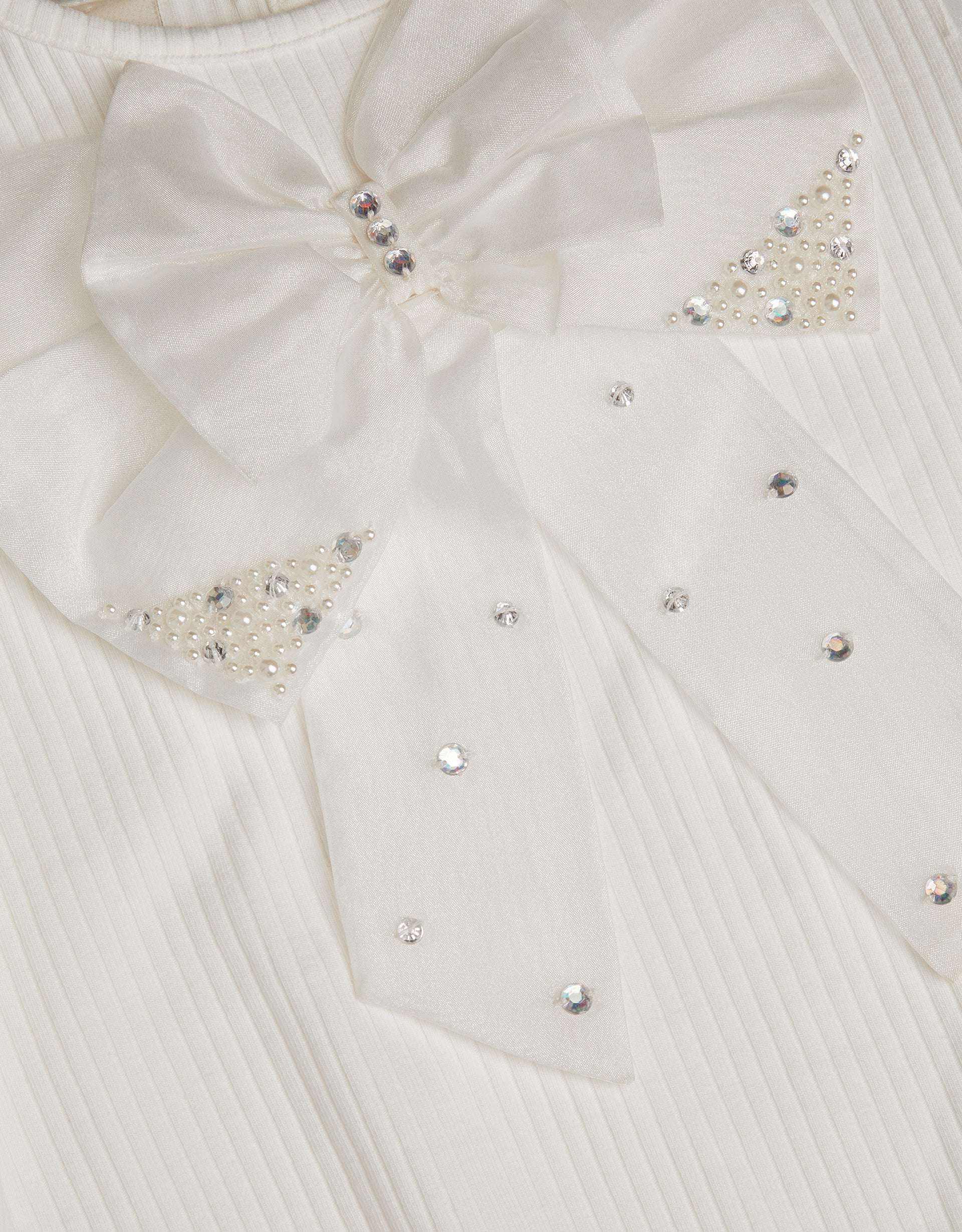 BLUZA - SS PEARL ORGNZA BOW TSHIR