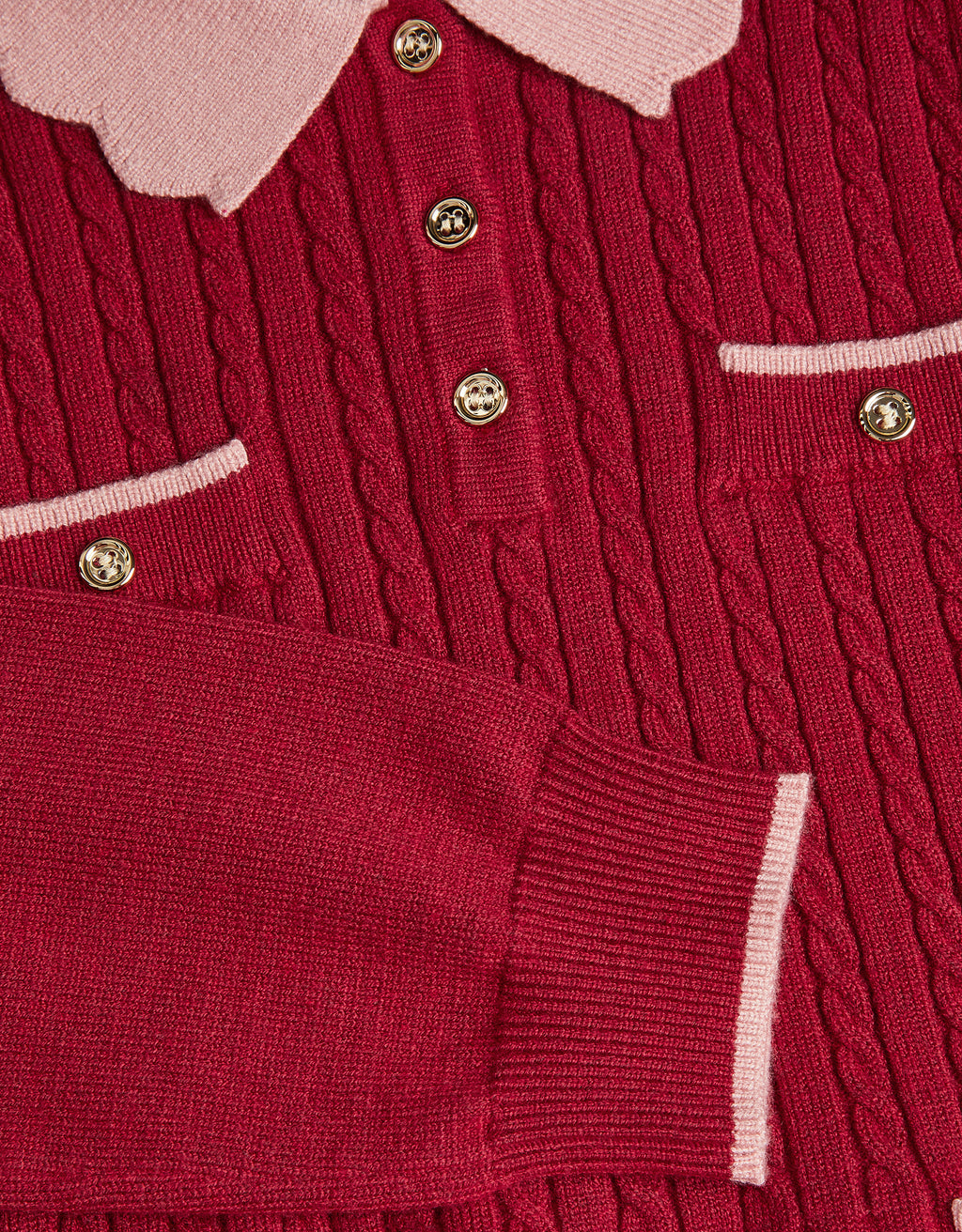 HALJINA - BERRY CABLE KNITTED DRESS