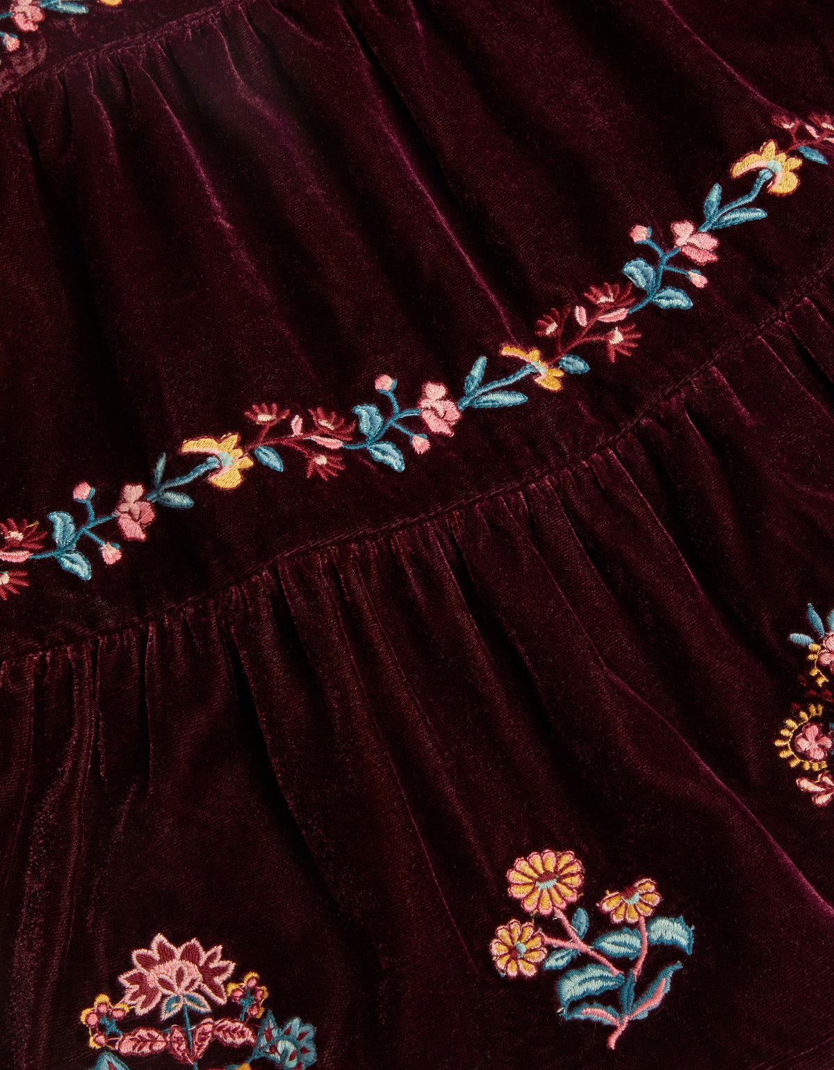 SUKNJA - VELOUR FLORAL EMB SKIRT