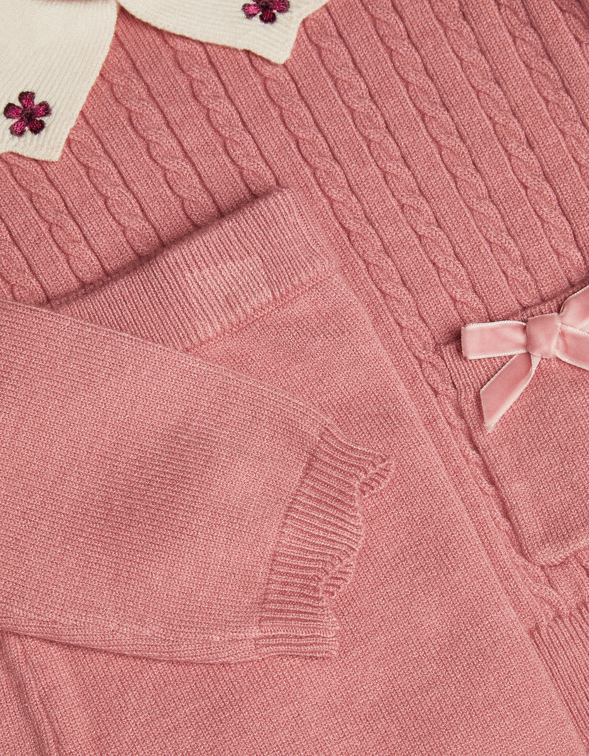 SET - BBY PINK CABLE KNITD SET