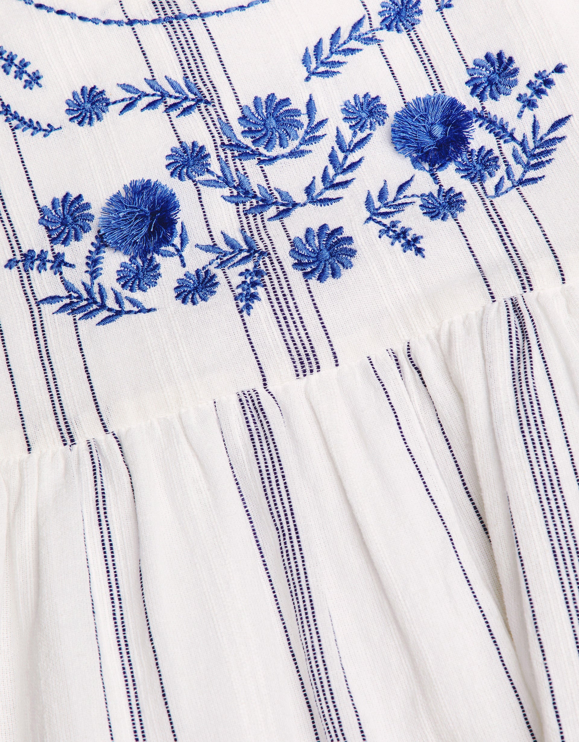 HALJINA - FLORAL EMB Y/D STRIPE DRE