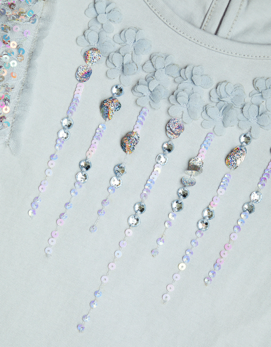 MAJICA - SEW BLUE SEQUIN EMB TEE