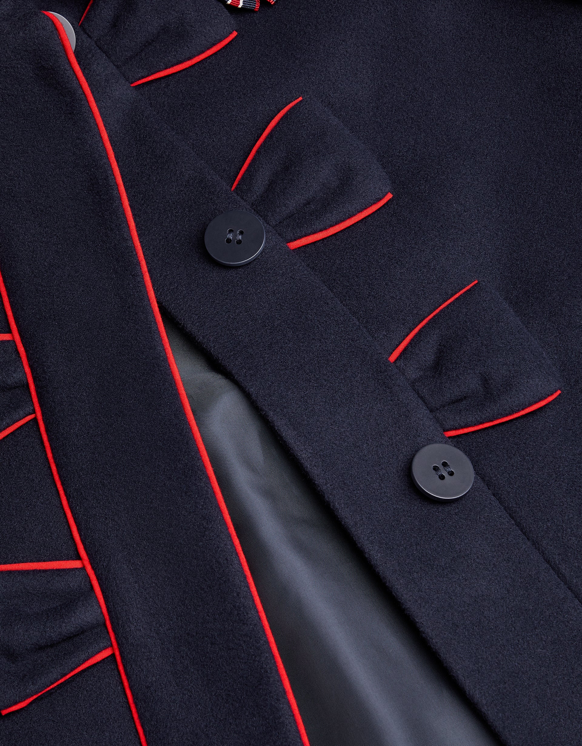 KAPUT - RED PIPED BOW COAT