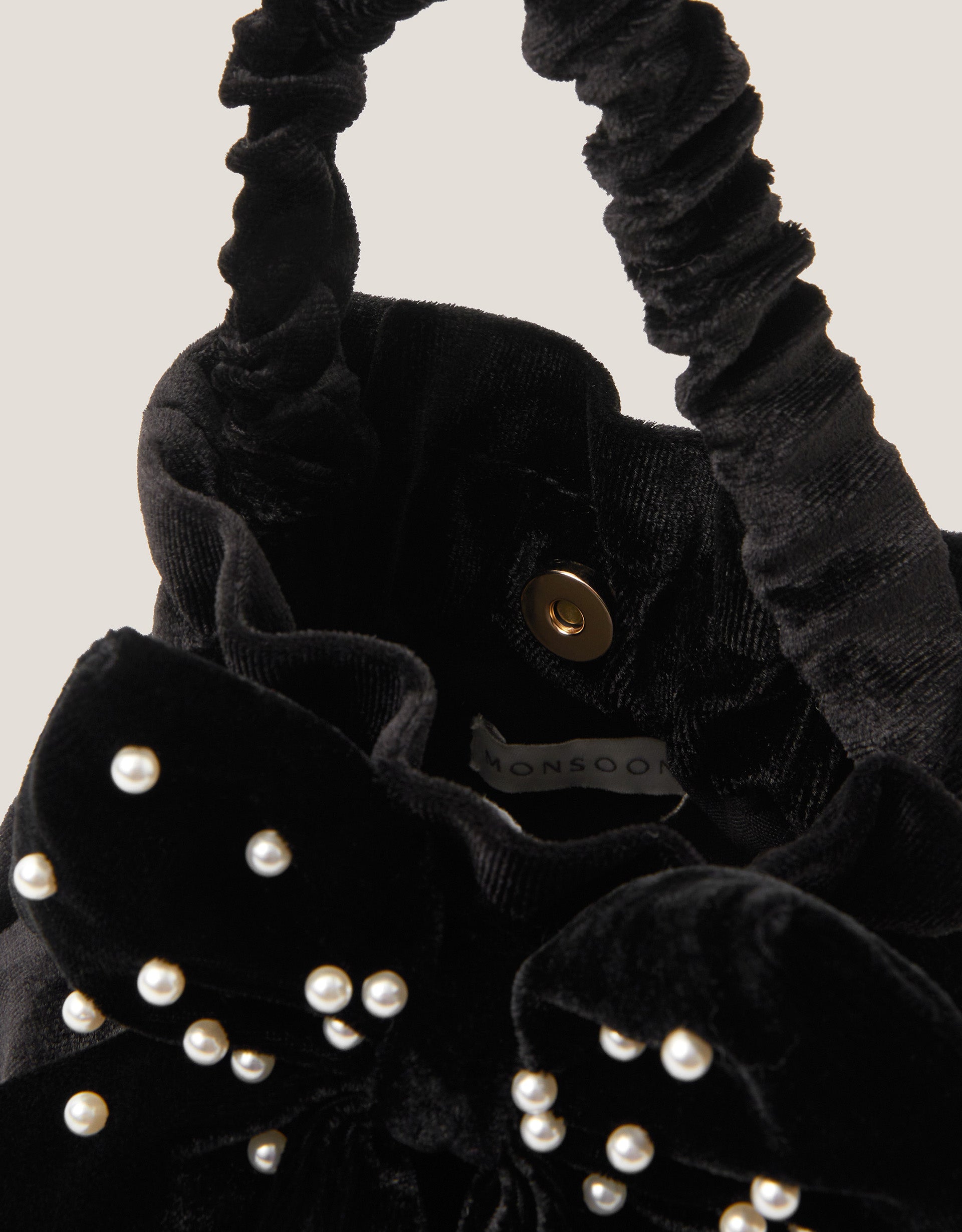 TORBA - PUFF PEARL BOW VELVET BAG