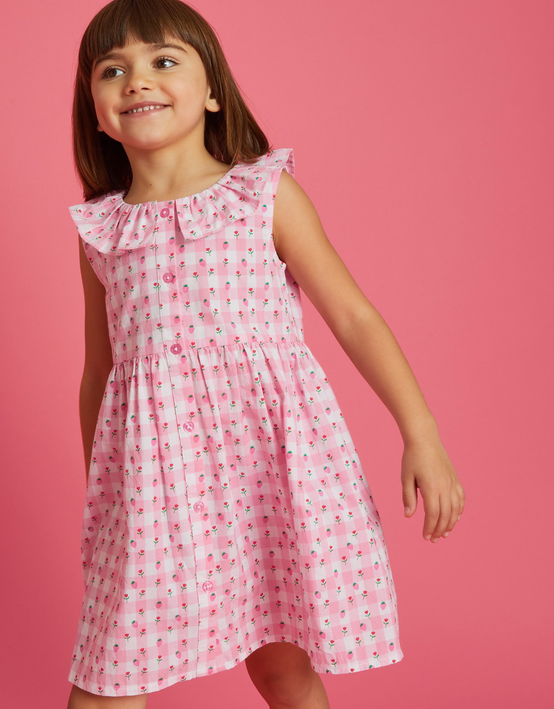 HALJINA - CHECK STRAWBERRY DRESS