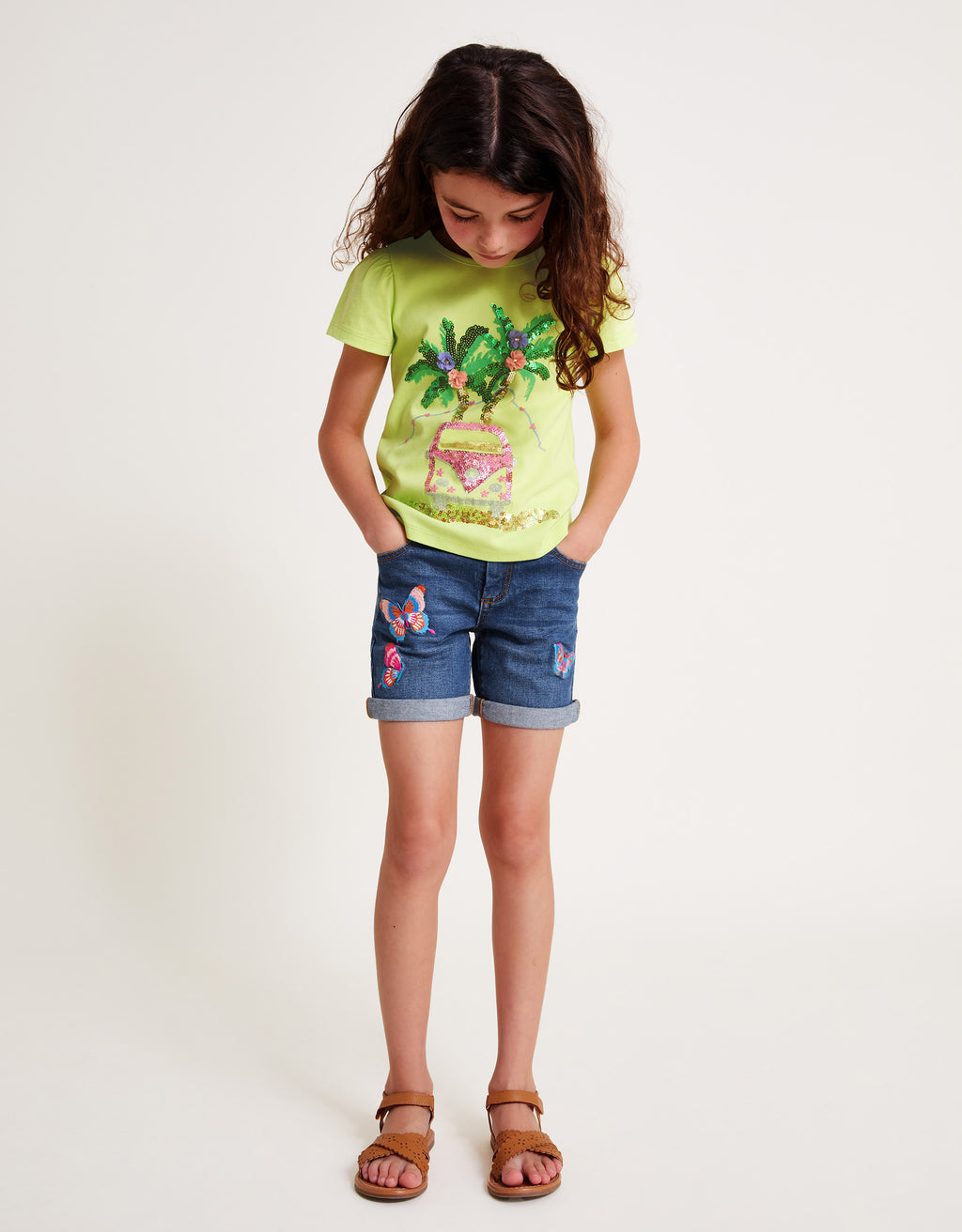 SORTS - BUTTERFLY EMB DENIM SHORT