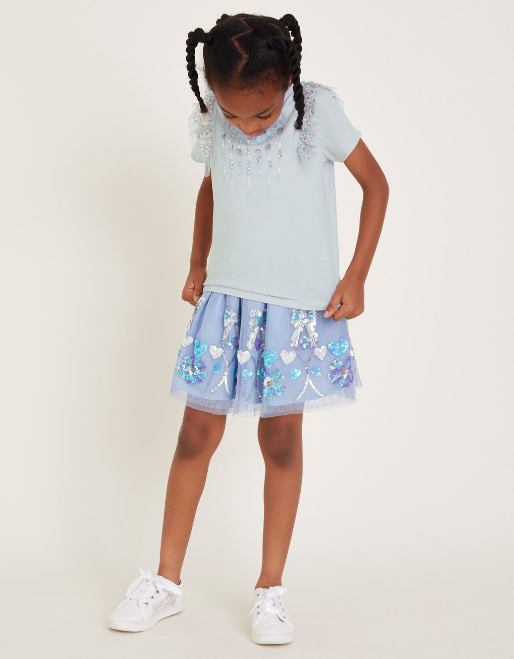 MAJICA - SEW BLUE SEQUIN EMB TEE