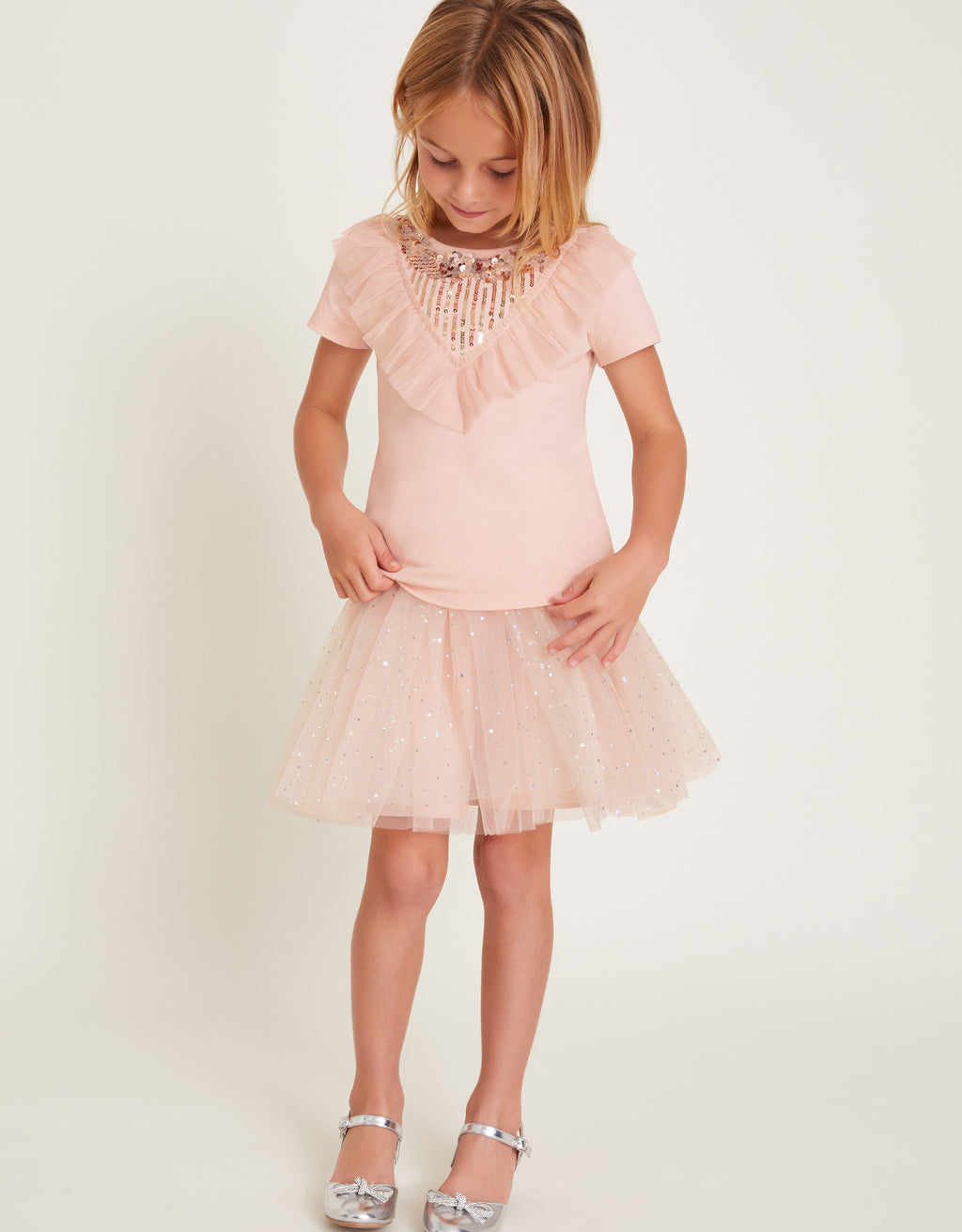 MAJICA - SS BLUSH PINK SEQUIN TEE