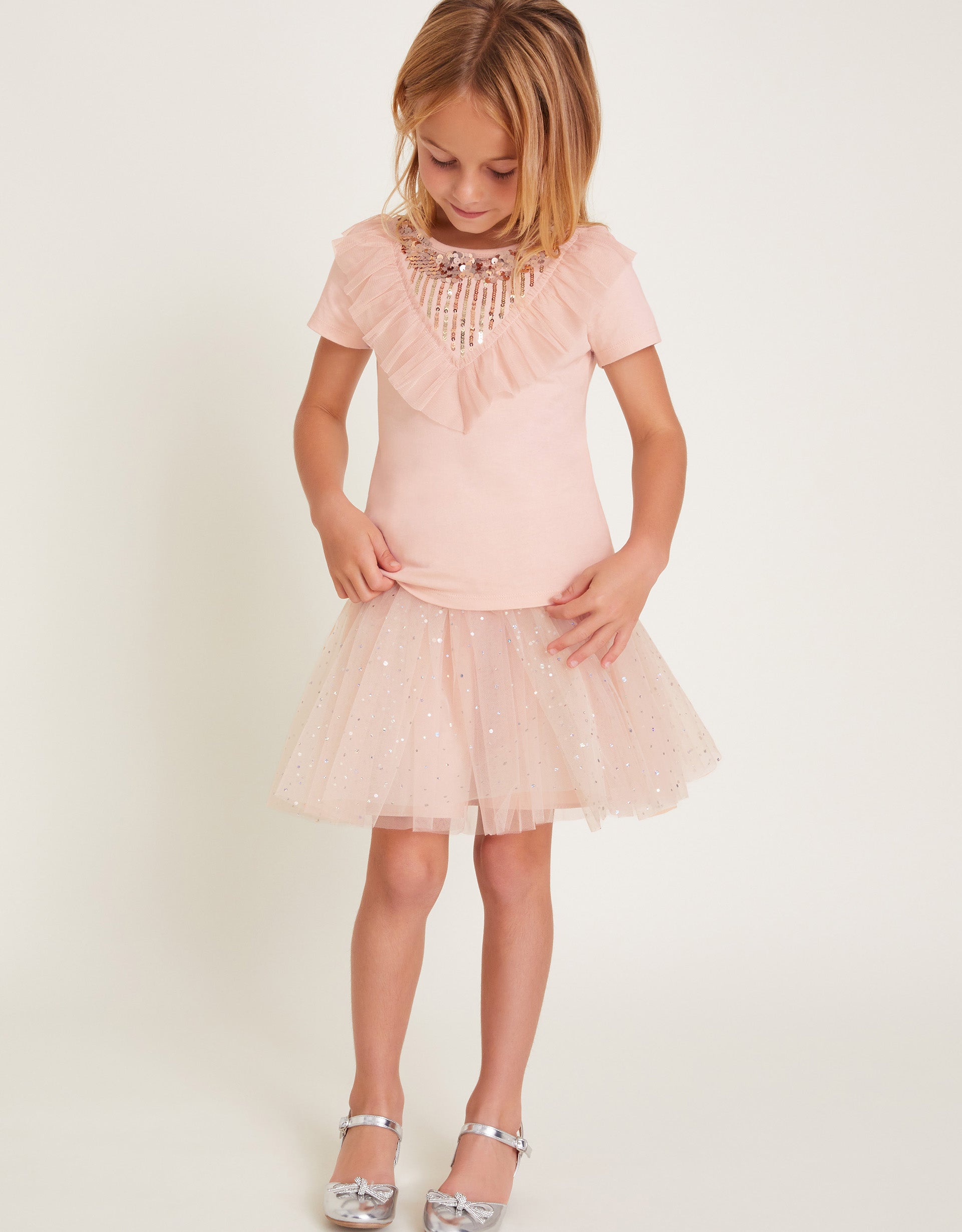 MAJICA - SS BLUSH PINK SEQUIN TEE