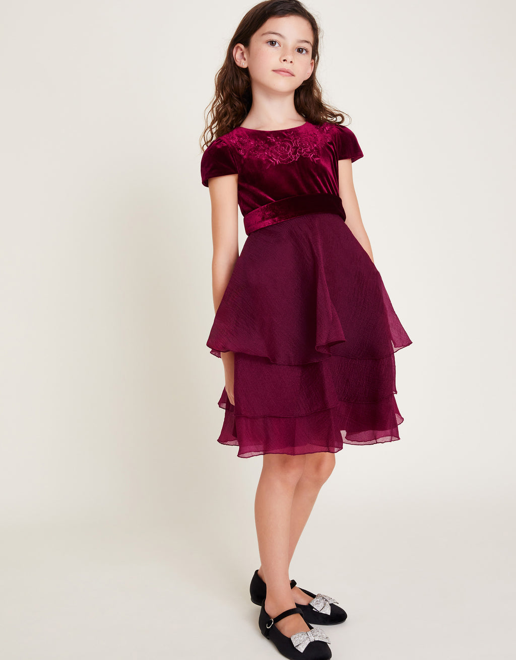 HALJINA - MABEL EMB VELVET RUFFLE D