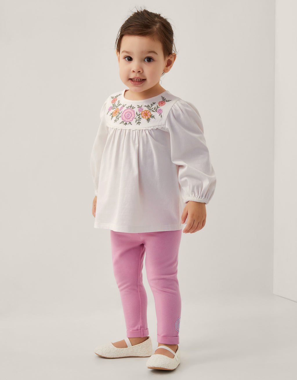 SET - BABY EMB YOKE TUNIC SET