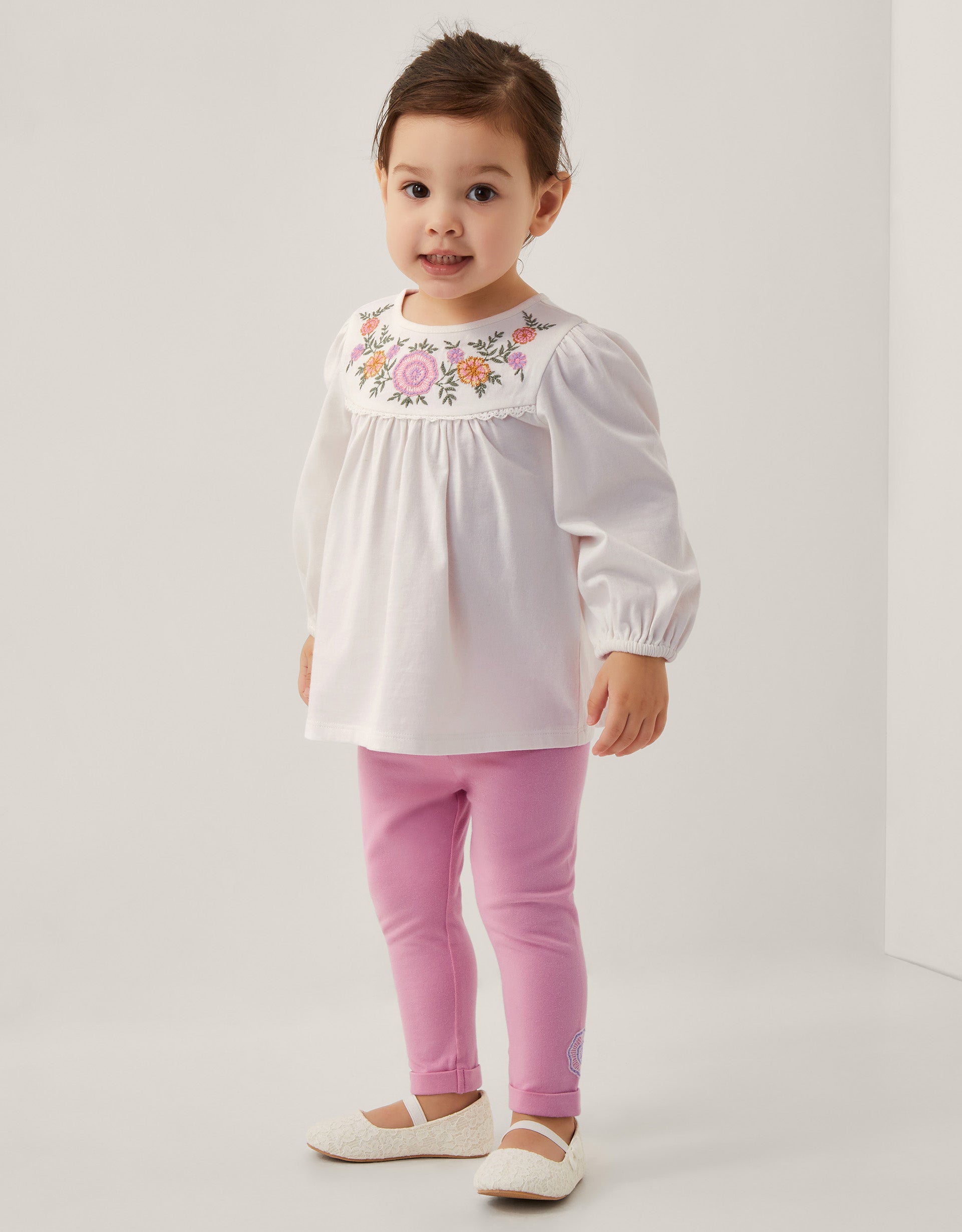 SET - BABY EMB YOKE TUNIC SET