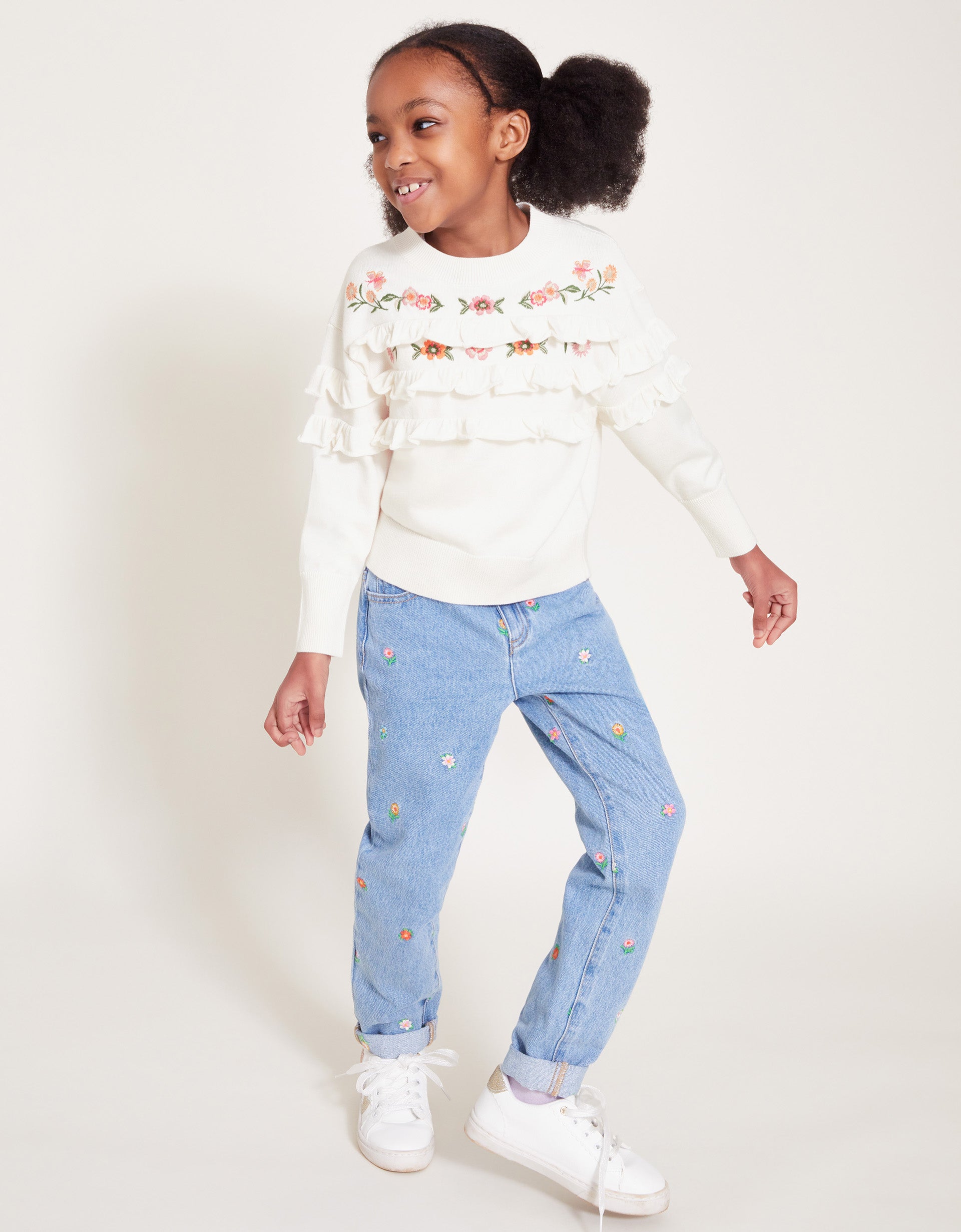 DŽEMPER - EMB FRILL KNITTED JUMPER