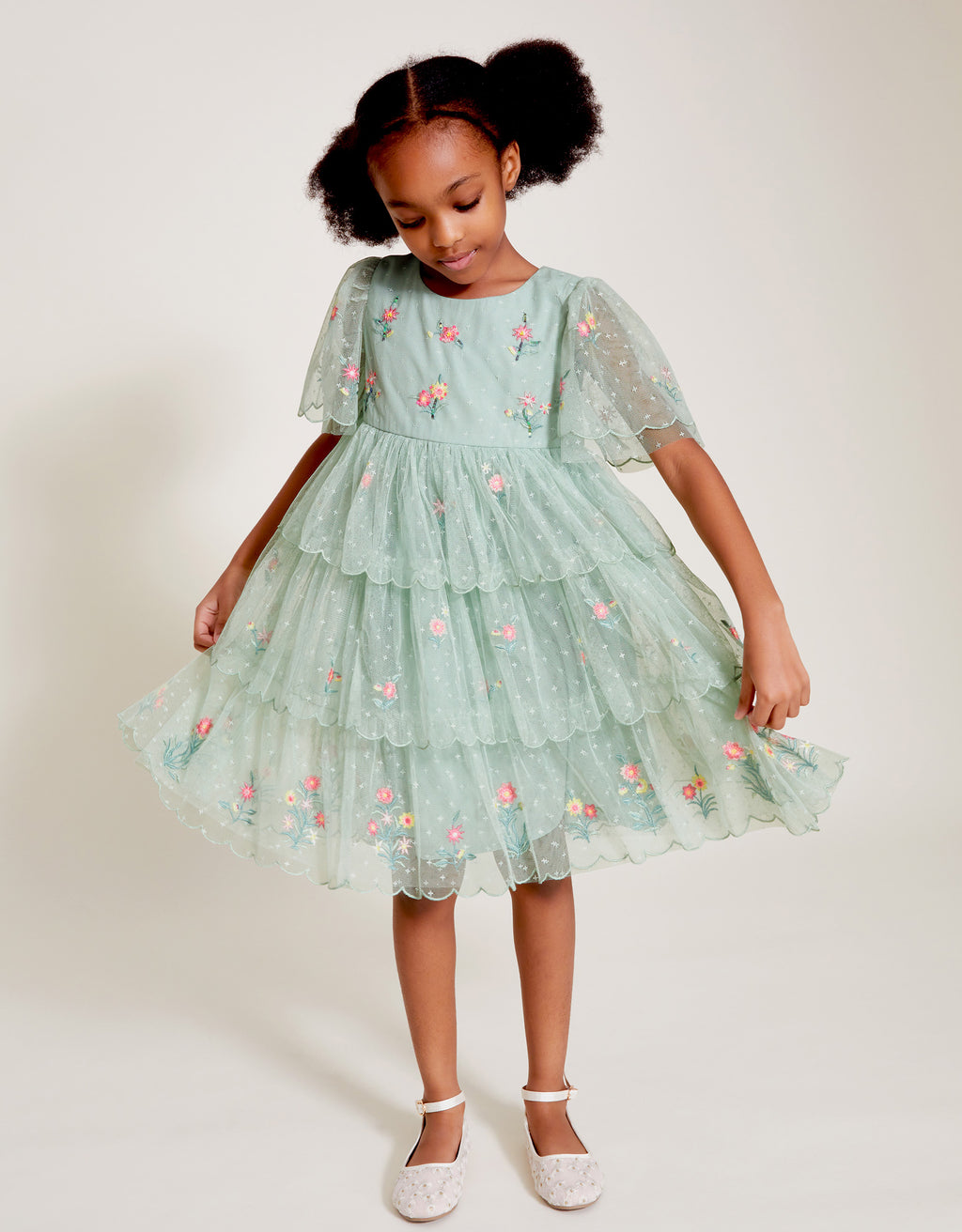 HALJINA - GREEN DOBBY MESH DRESS