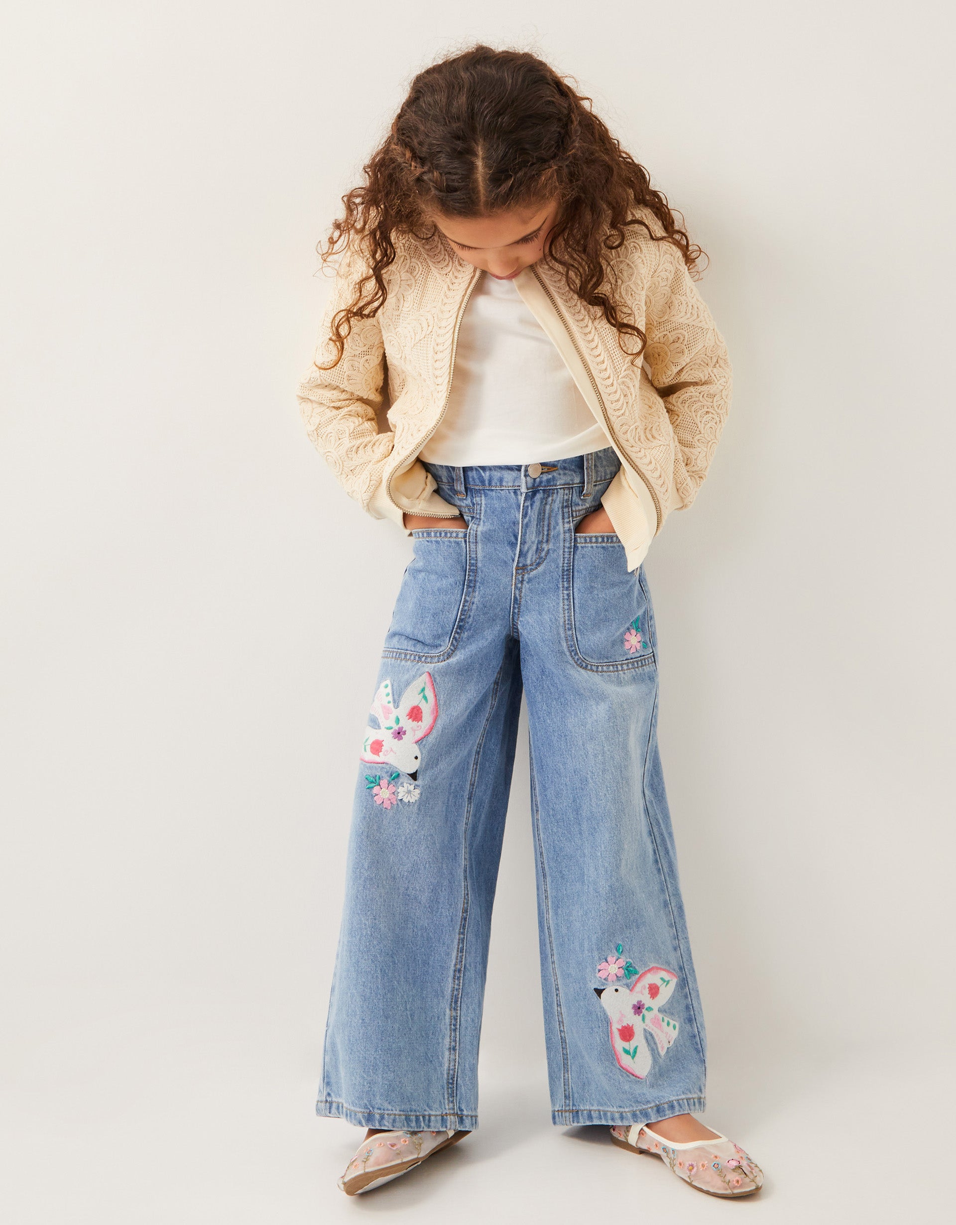 FARMERKE - DENIM JEANS APPLIQUE DOVE