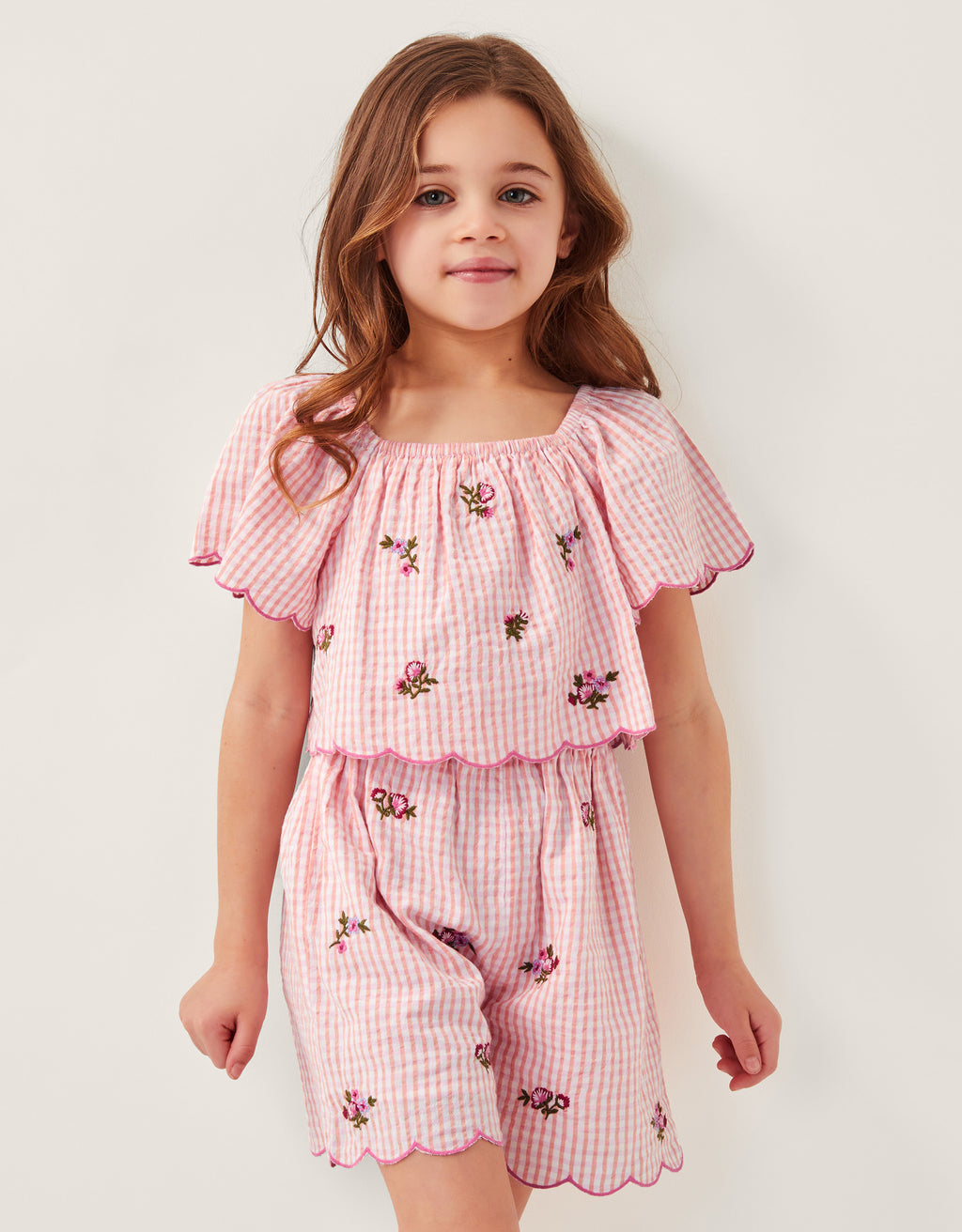 KOMBINEZON - GINGHAM EMB PLAYSUIT