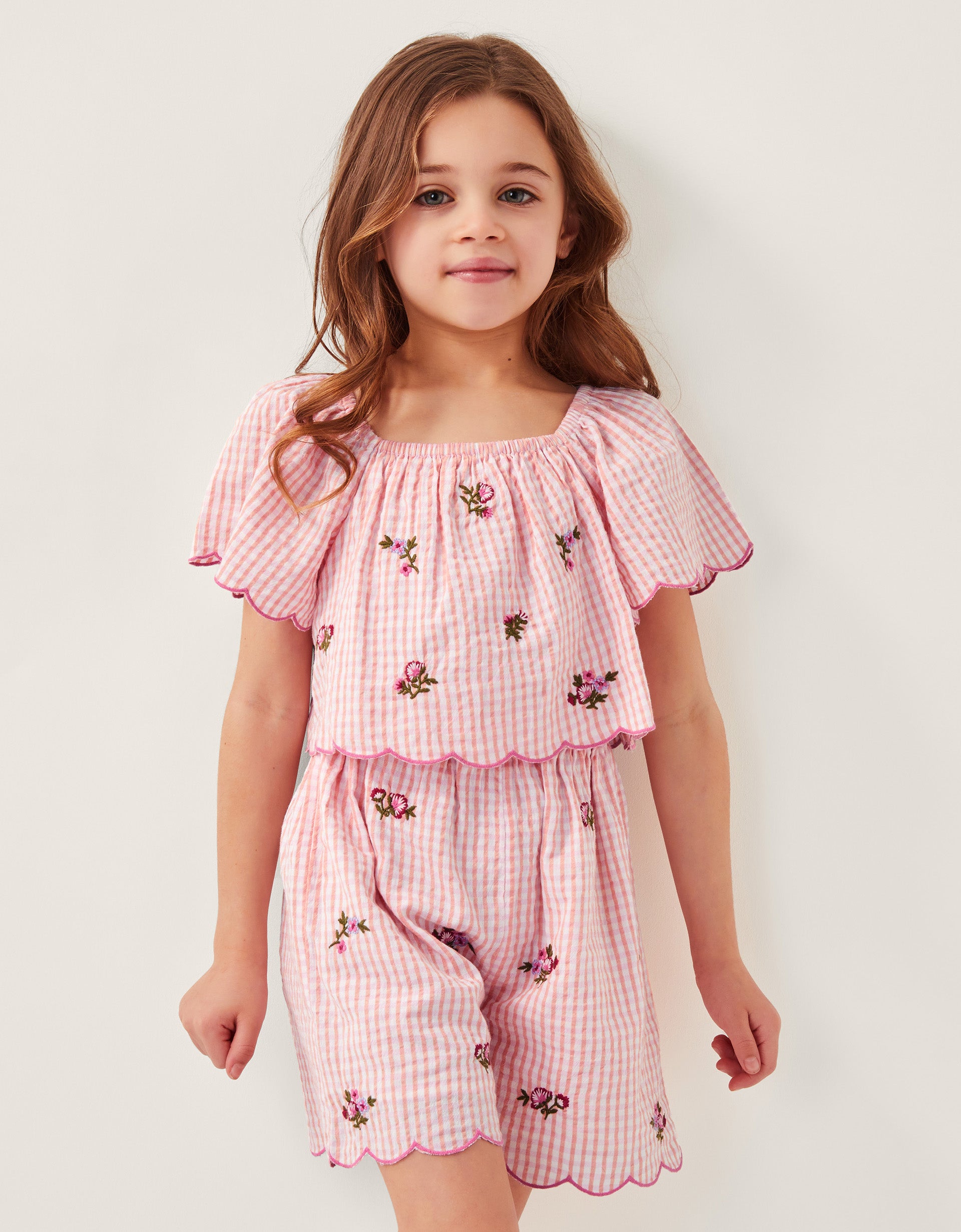 KOMBINEZON - GINGHAM EMB PLAYSUIT