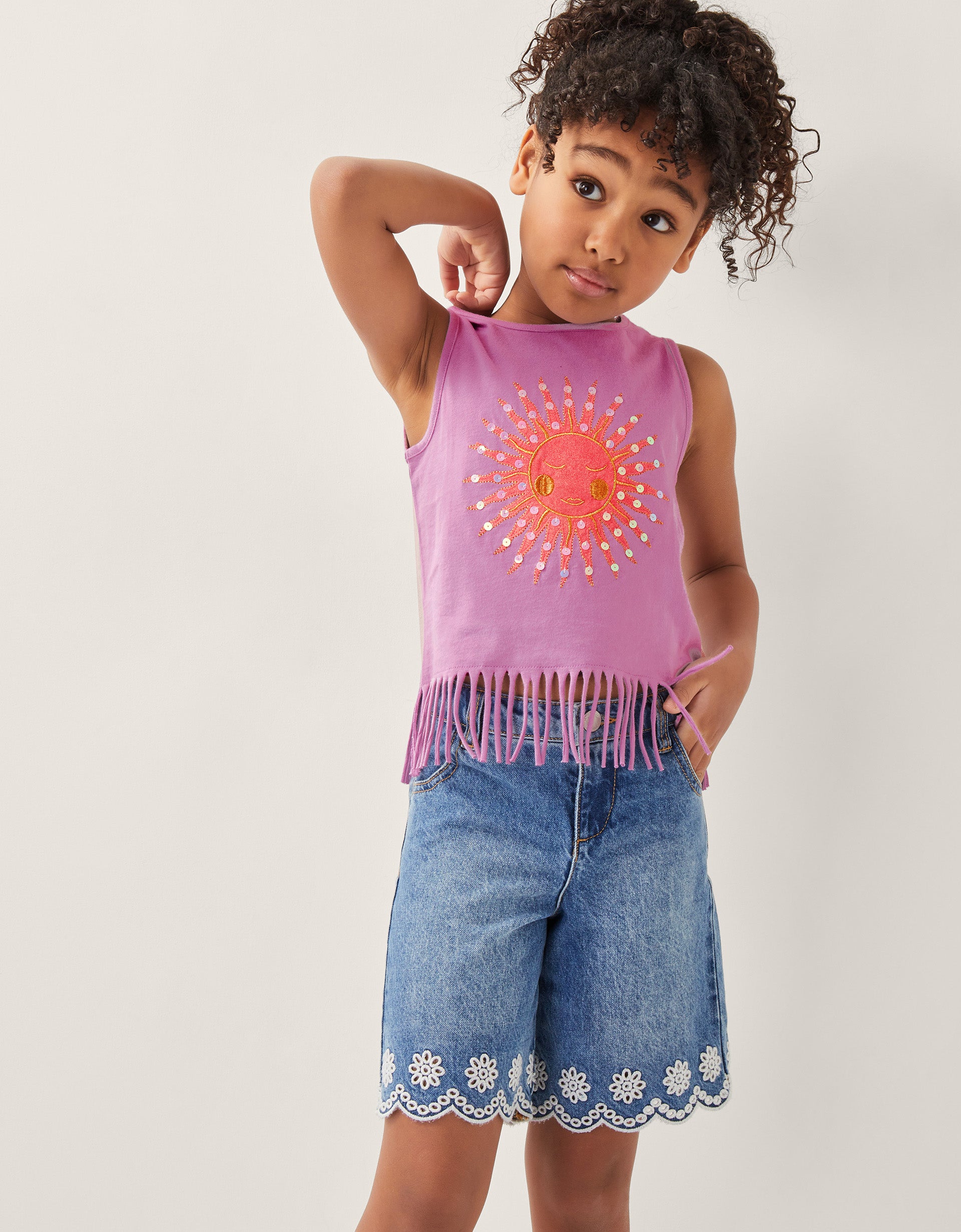 SORTS - BRODERIE SCALLOPED DENIM