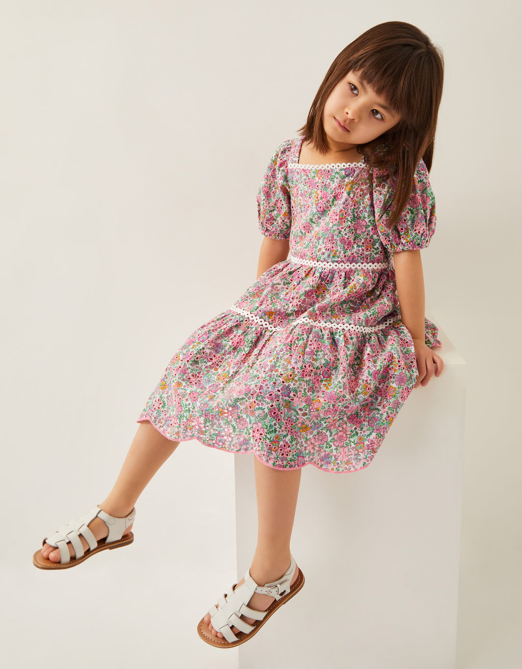 HALJINA - BRODERIE FLORAL SHIRRED D