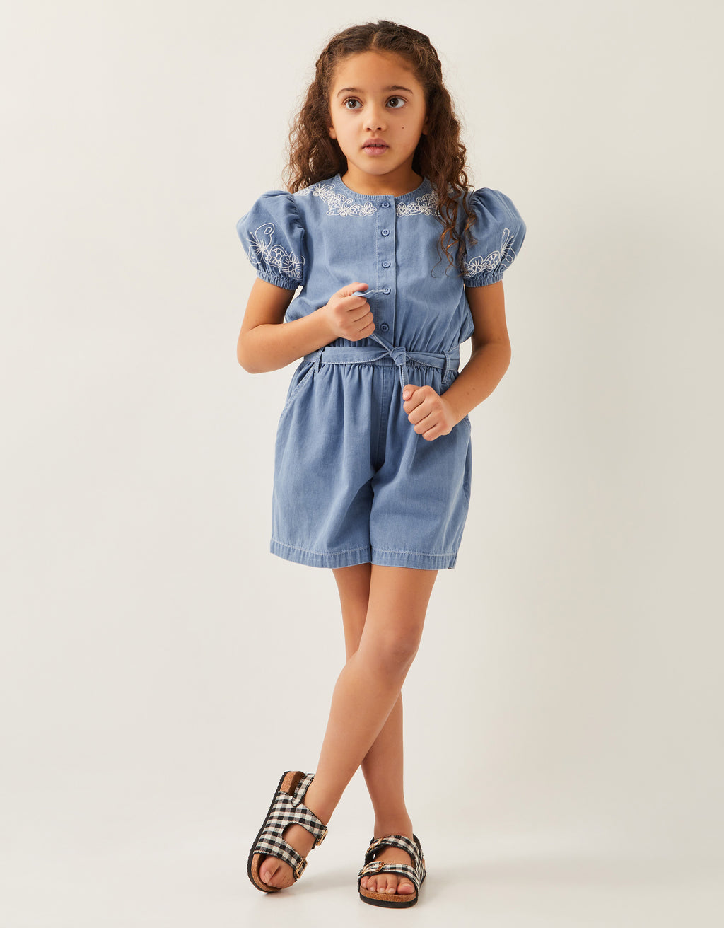 KOMBINEZON - CHAMBRAY EMB BELTED PLAYS