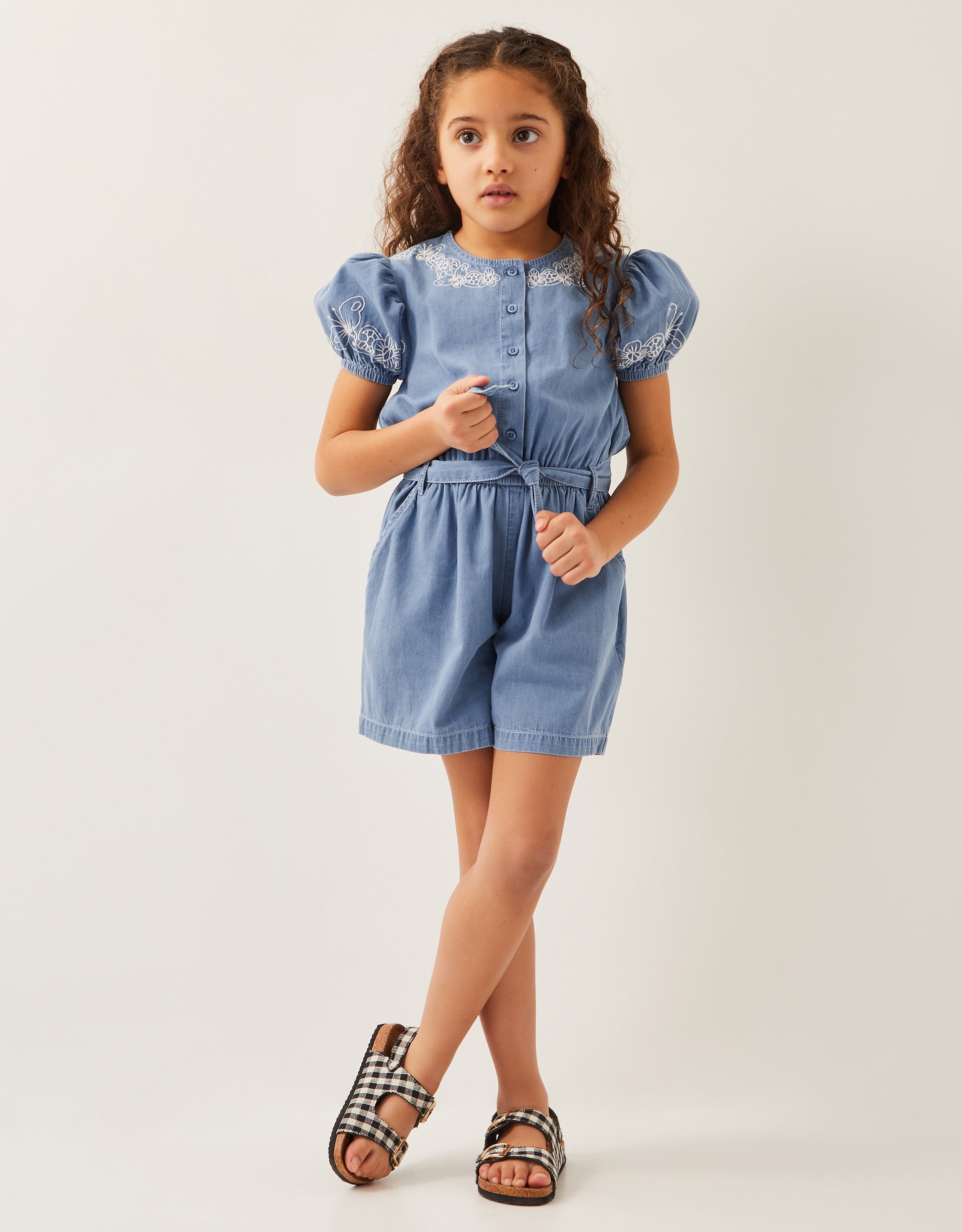 KOMBINEZON - CHAMBRAY EMB BELTED PLAYS