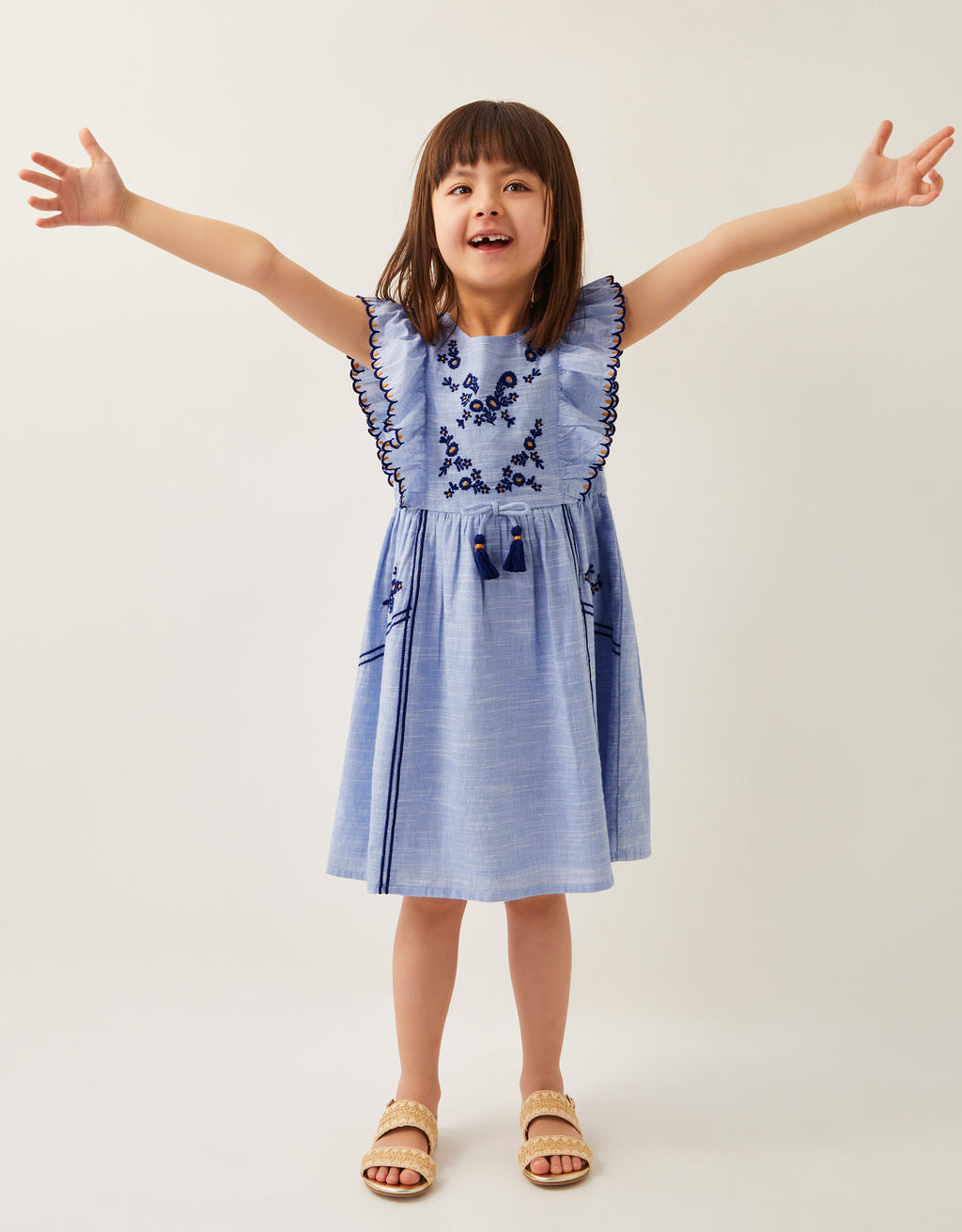 HALJINA - BLUE TICKING STRIPE EMB Y