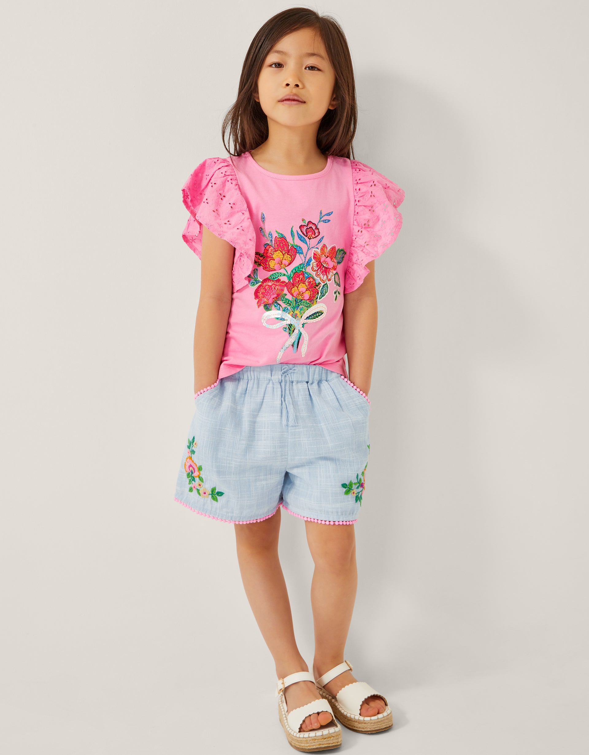 SORTS - FLORAL EMBROIDERED SLUB