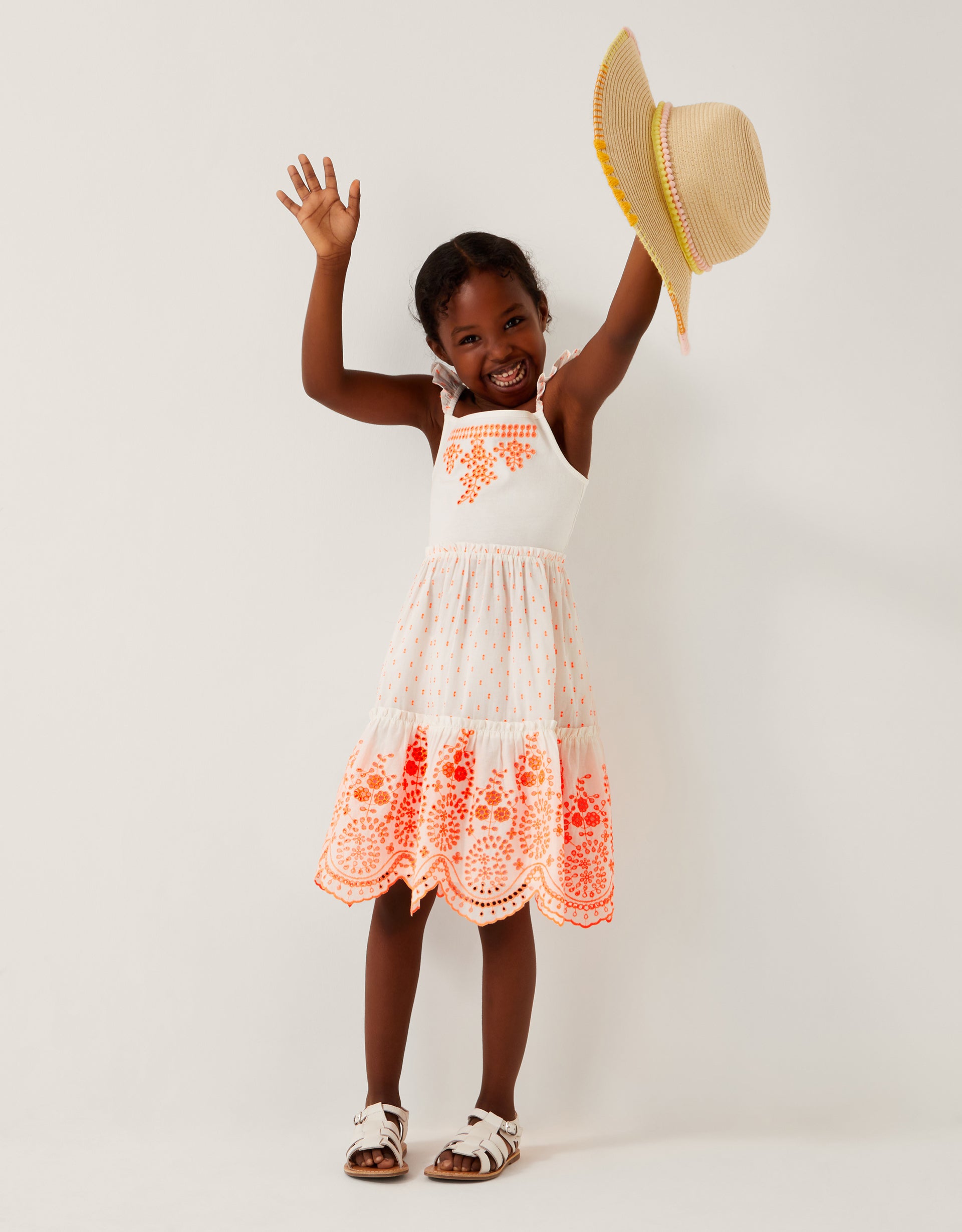 HALJINA - WHITE NEON BRODERIE DRESS