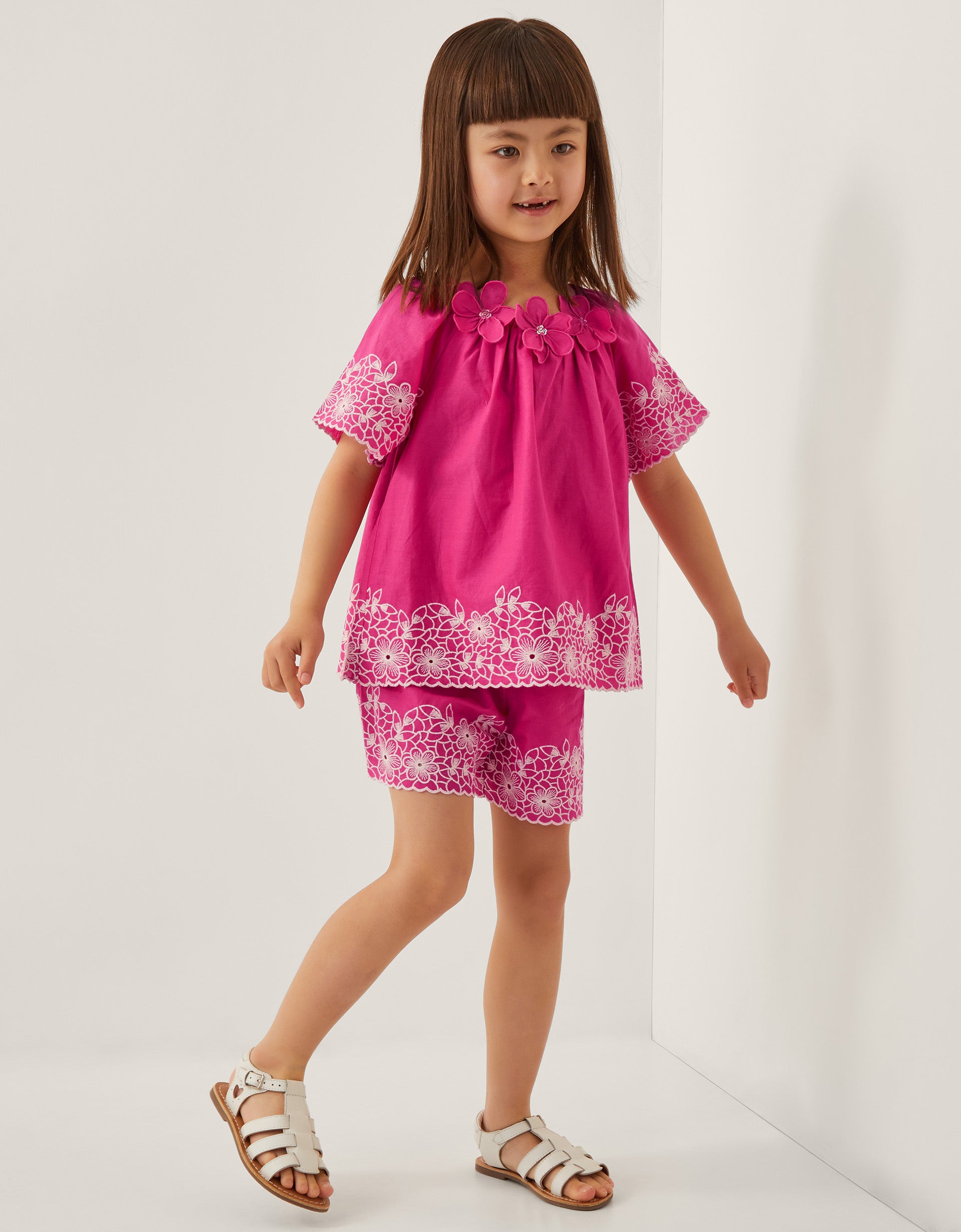 SET - HOT PINK EMB BLOUSE & SHO