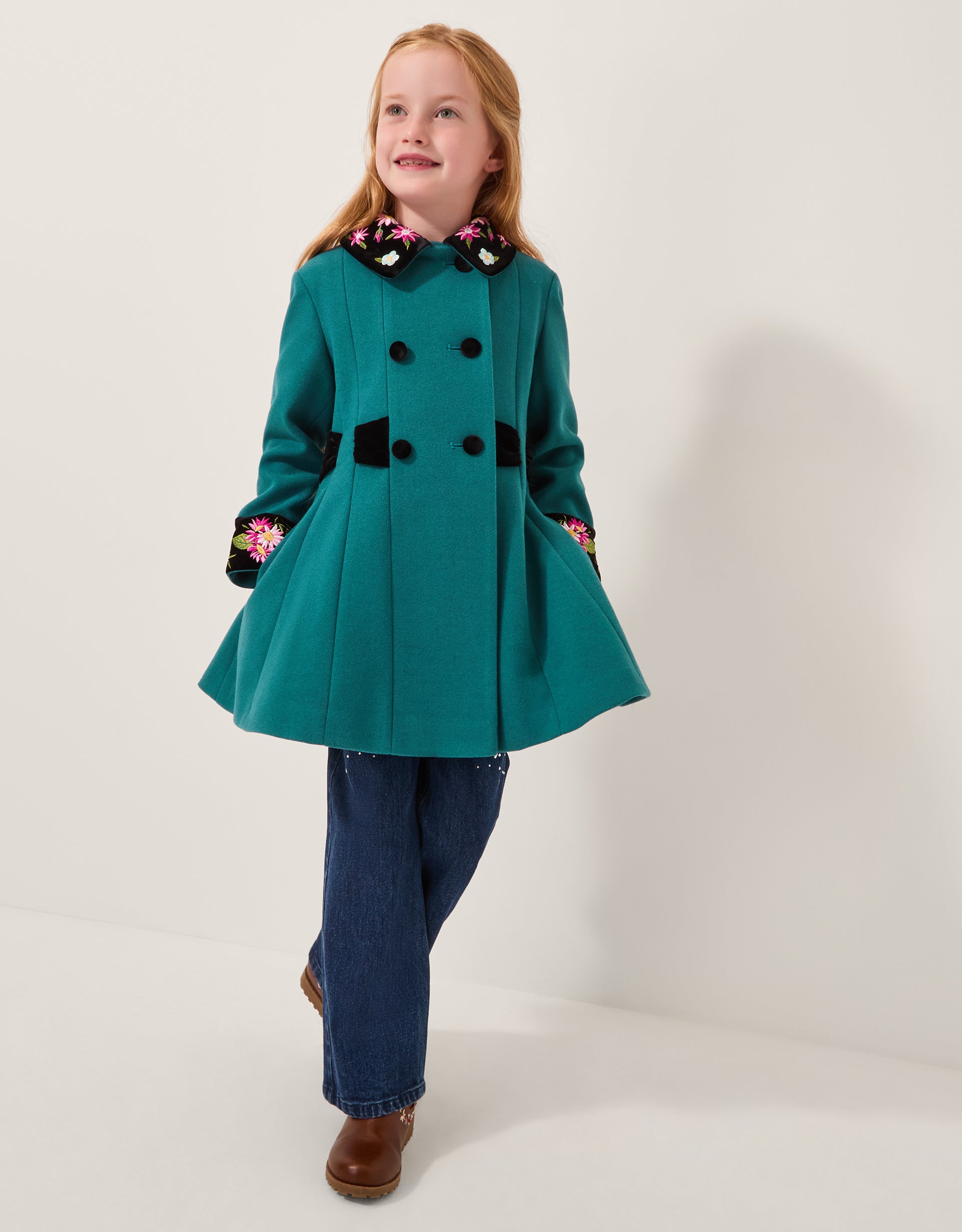 KAPUT - TEAL WOOL VELVET COAT