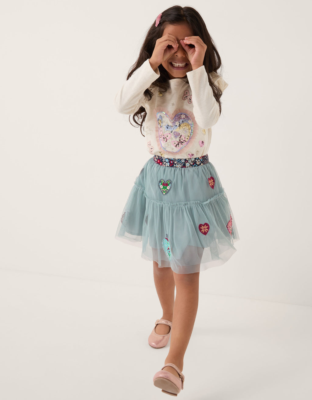 SUKNJA - MESH HEART DISCO SKIRT