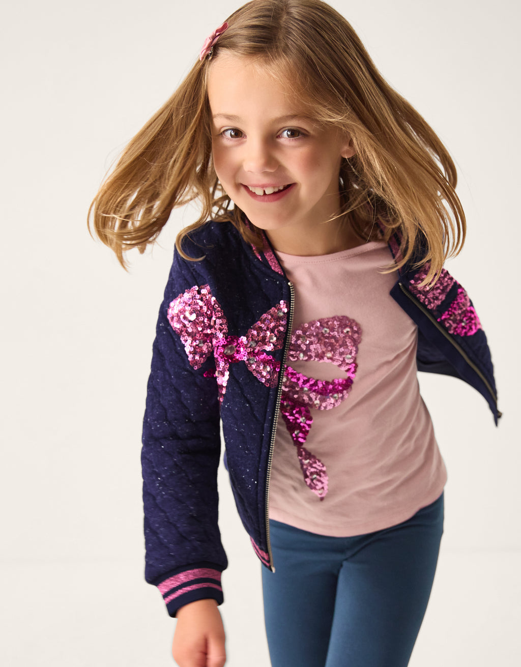 BOMBER JAKNA - BOW SEQUIN EMB BOMBER