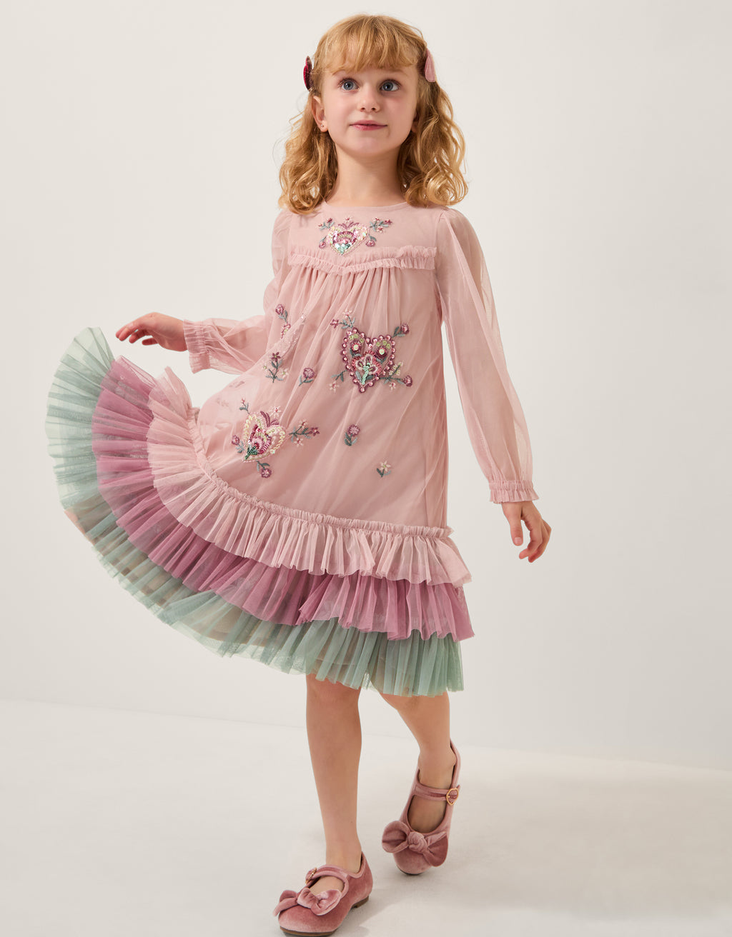 HALJINA - HEART FLR MESH TRPZ DRESS