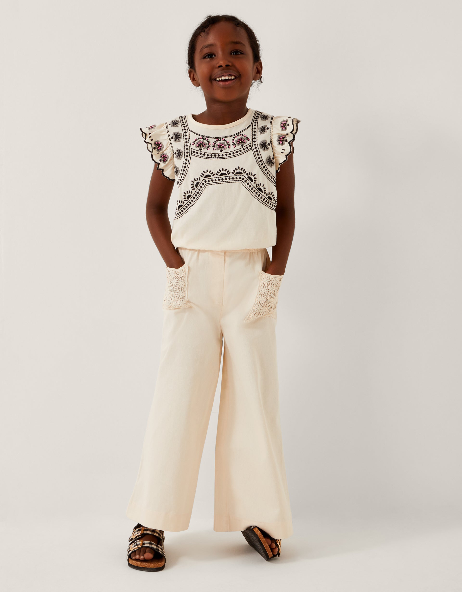 PANTALONE - WARM WHITE CROCHET POCKET