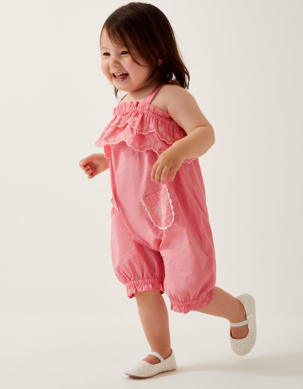 KOMBINEZON - BABY PINK BROIDERIE ROMPE