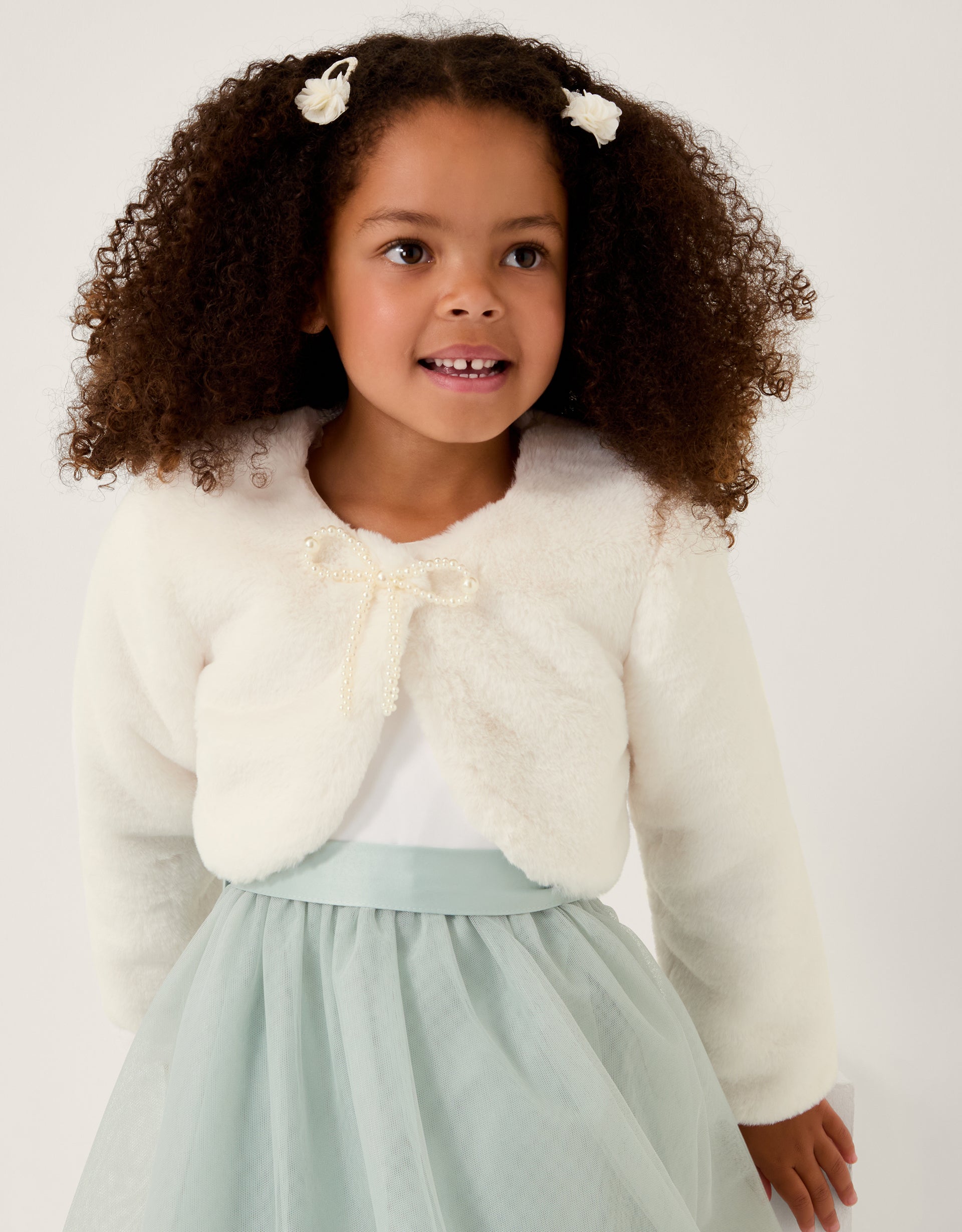 BOLERO - MARIE FAUX FUR BOW SHRUG
