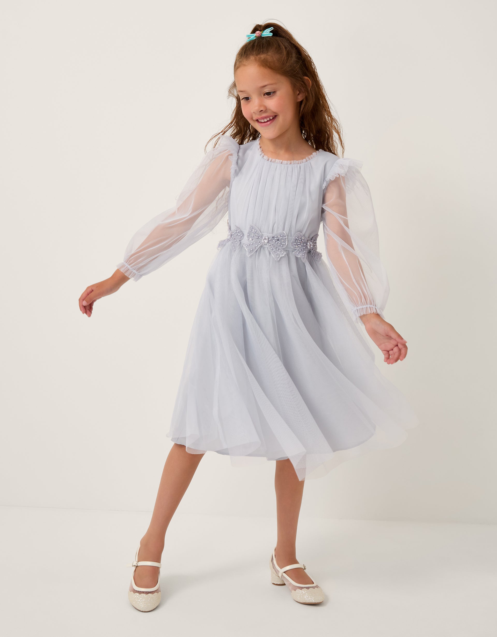 HALJINA - DAHLIA BEADED BOW LS DRES