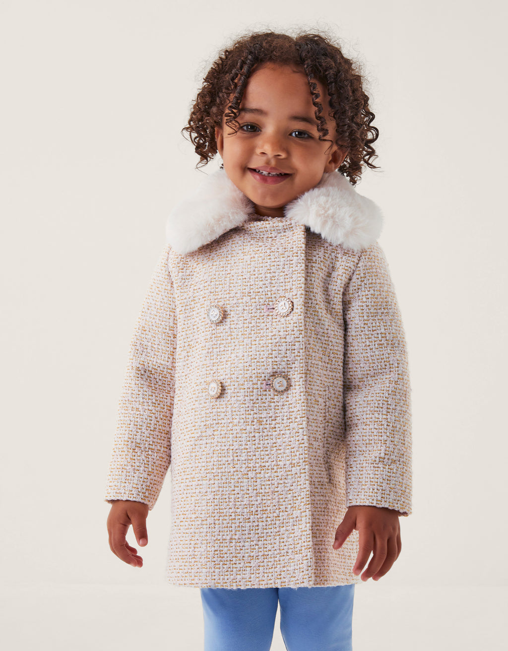 KAPUT - BABY TWEED COAT FUR CLLAR