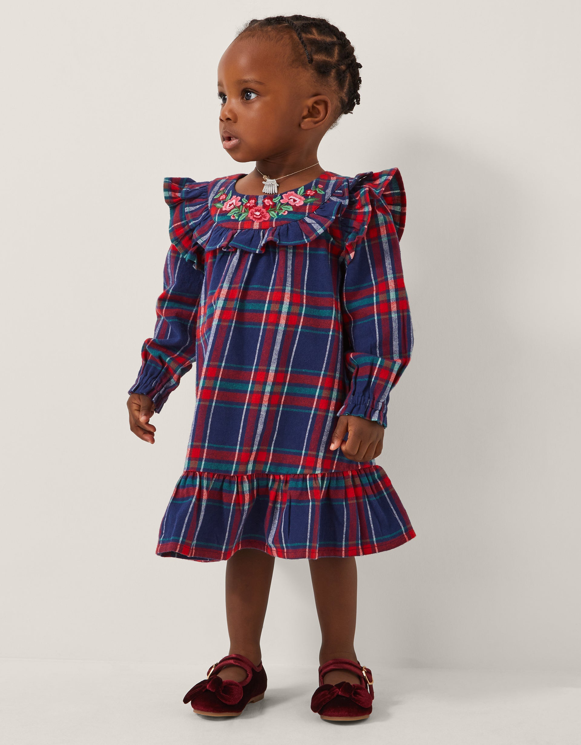 HALJINA - BABY  TARTAN EMB DRESS