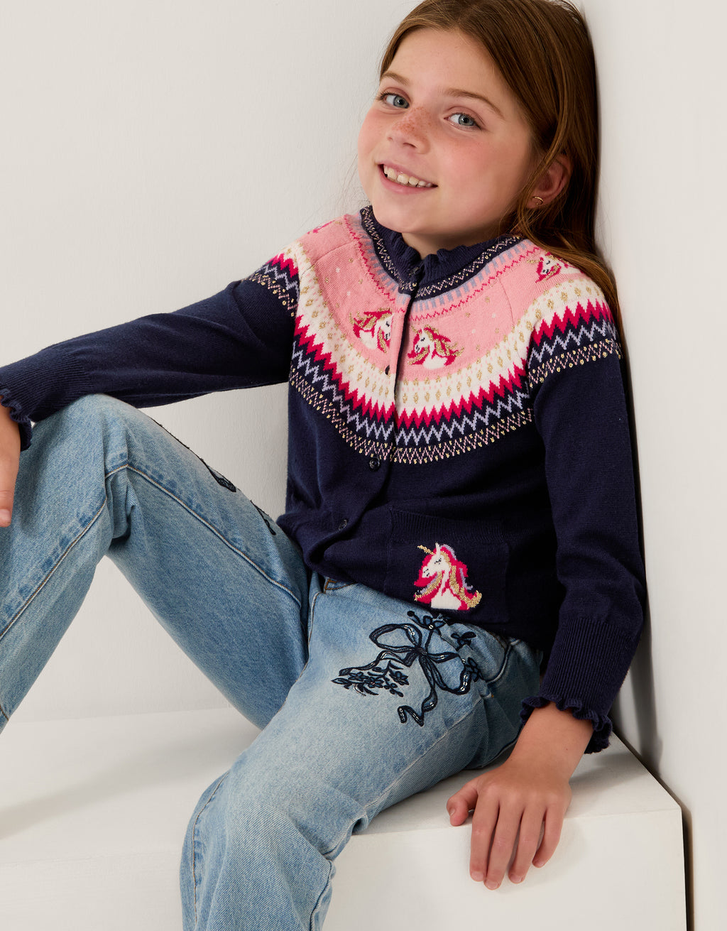 KARDIGAN - UNICORN FAIRISLE CARDI