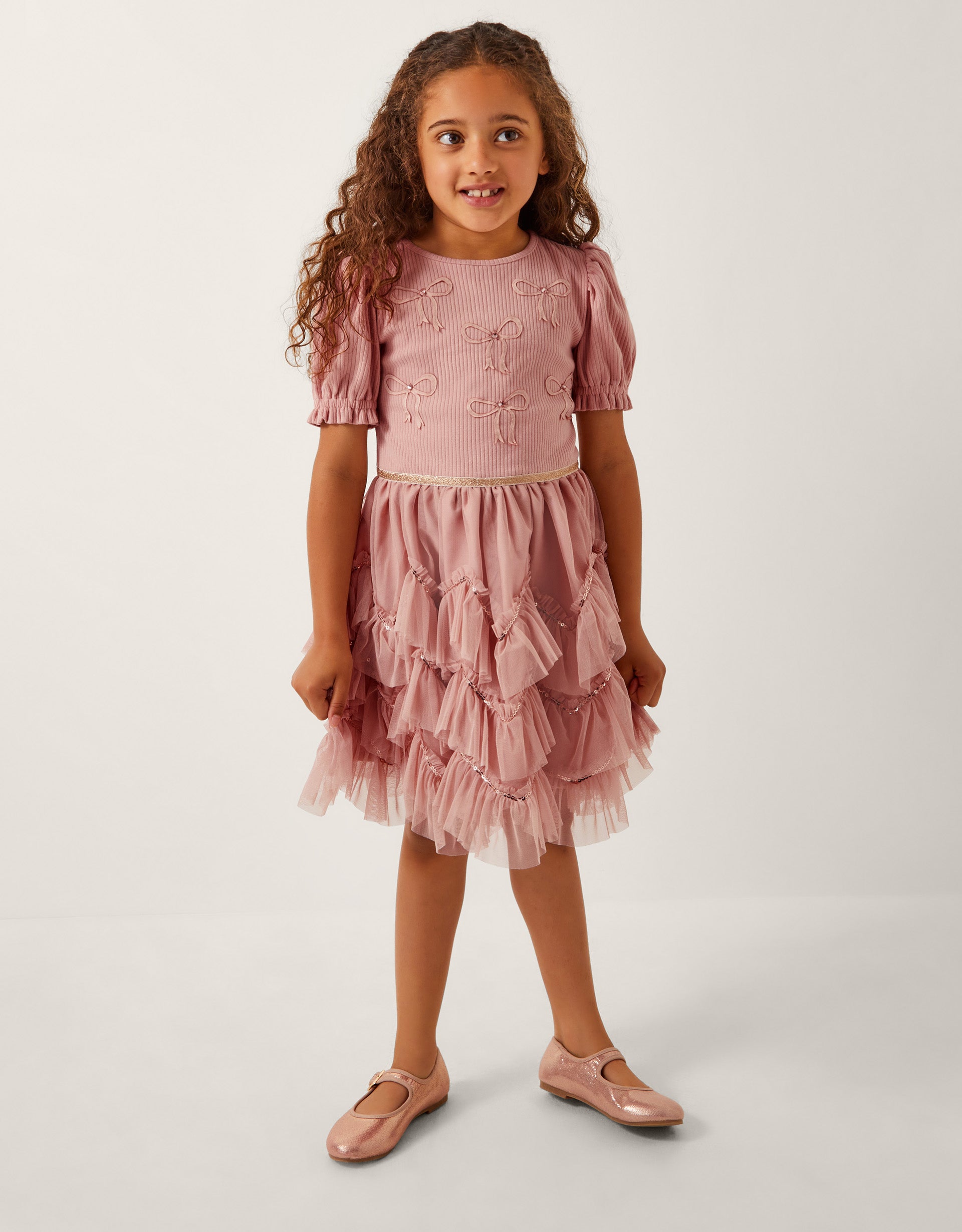 HALJINA - PINK RIBBED BOW DRESS 2 1
