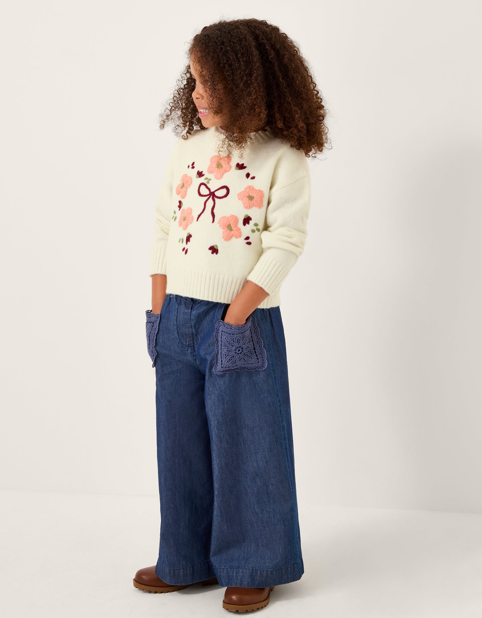 DZEMPER - CHUNKY FLORAL EMB KNIT JU