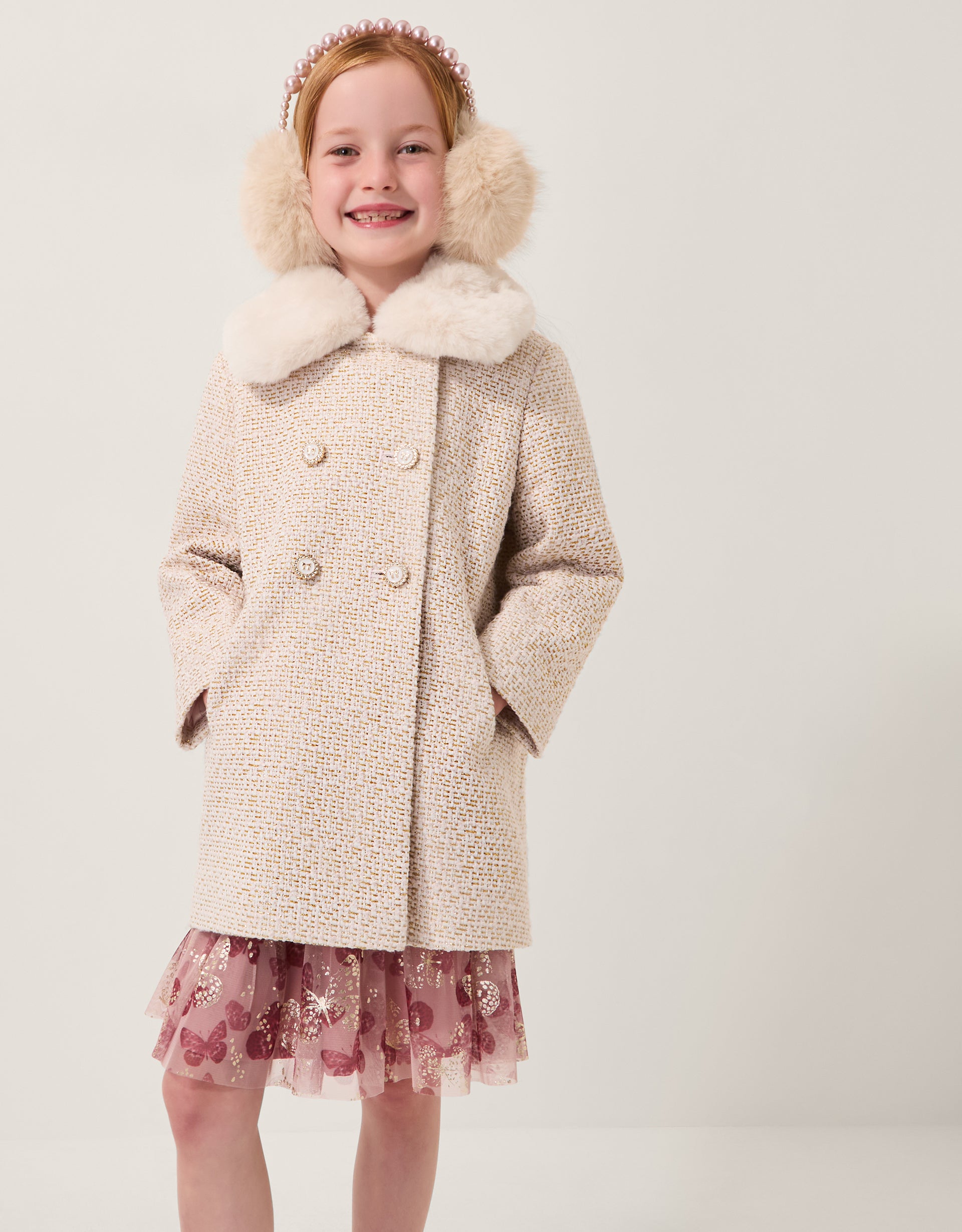 KAPUT - TWEED COAT FUR COLLAR