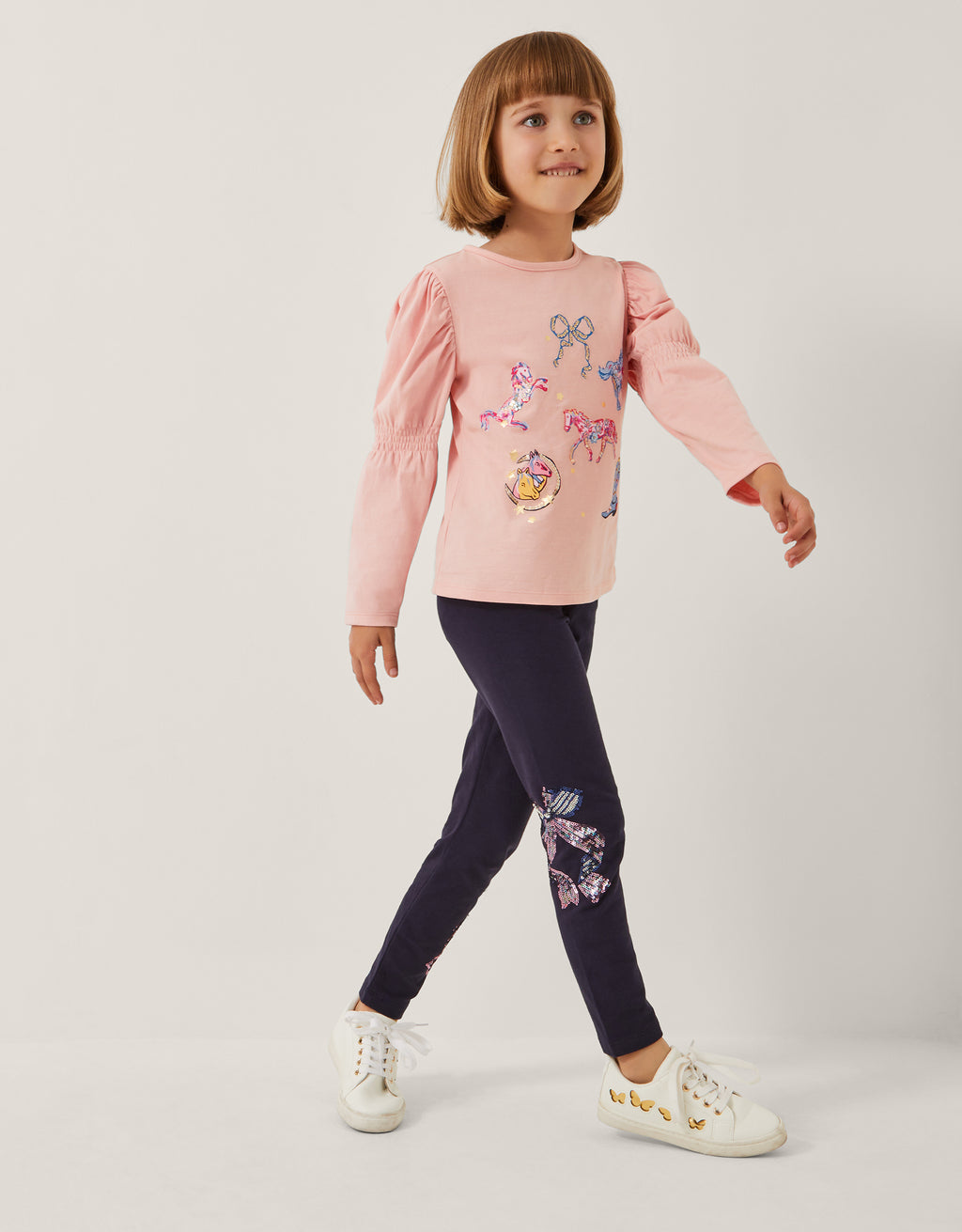 HELANKE - BOW EMB NAVY LEGGINGS